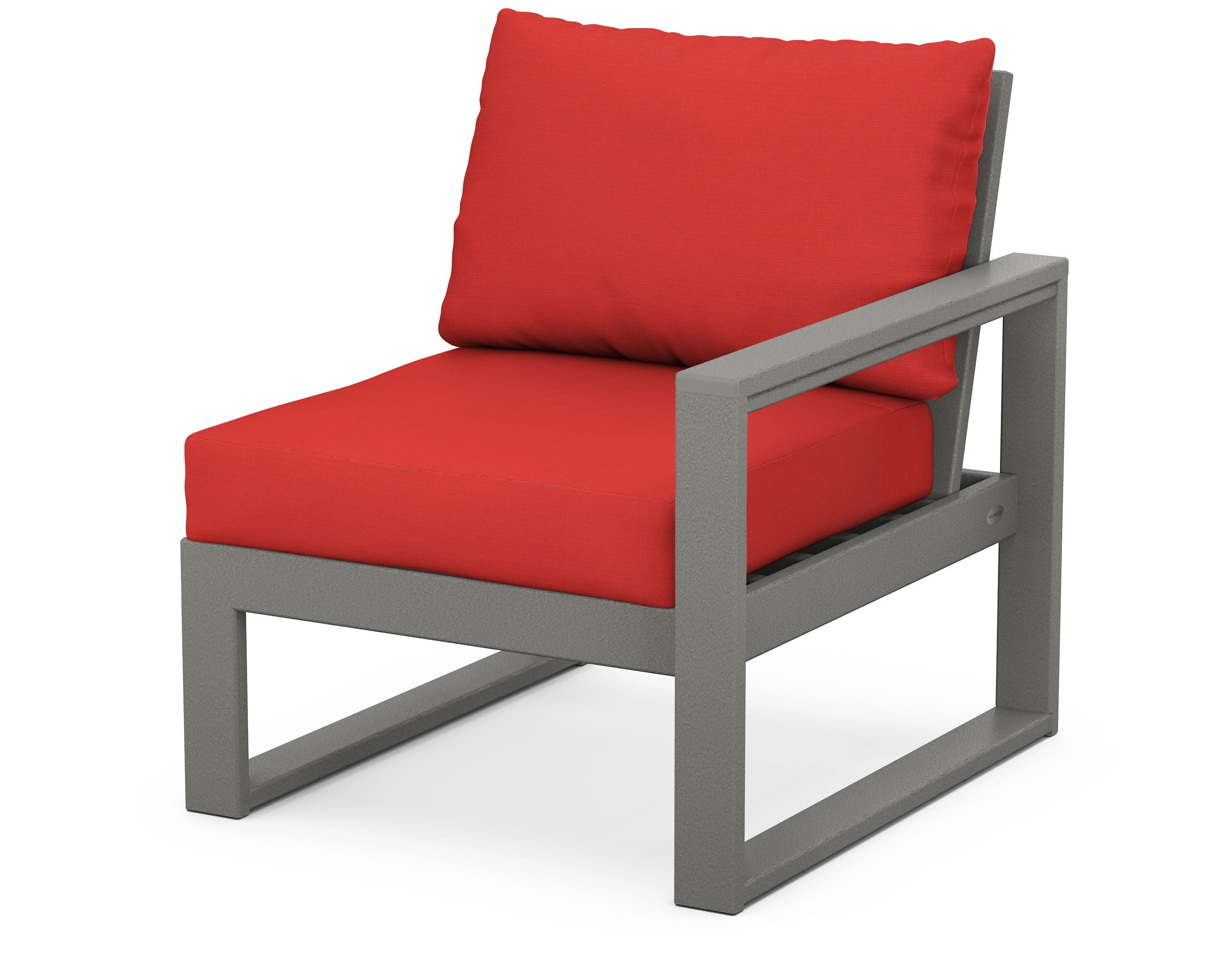 EDGE Modular Right Arm Chair in Slate Grey / Crimson Linen