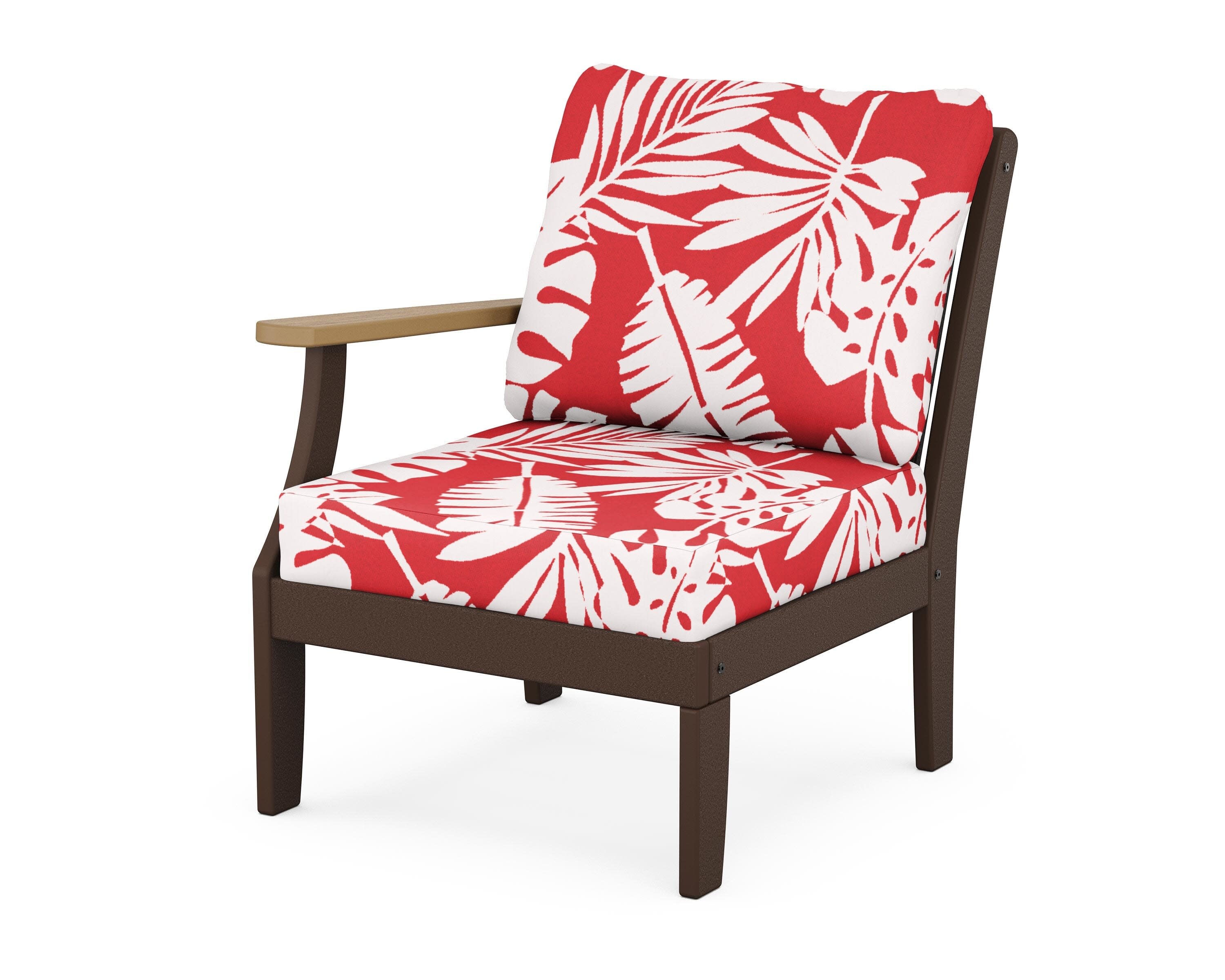 Braxton Modular Left Arm Chair in Mahogany / Natural / Leaf Crimson