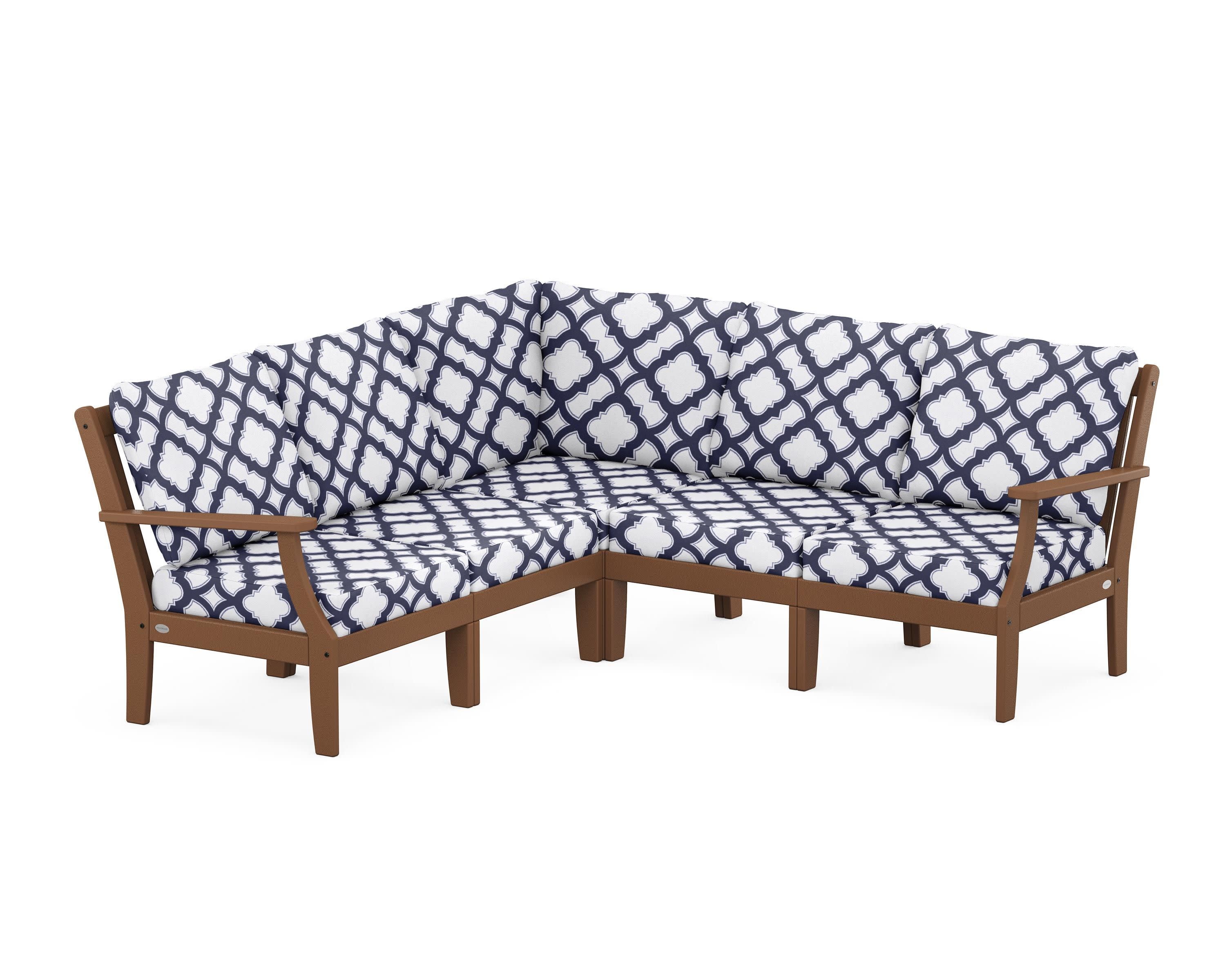 Braxton Modular 5-Piece Deep Seating Set in Teak / Trellis Navy