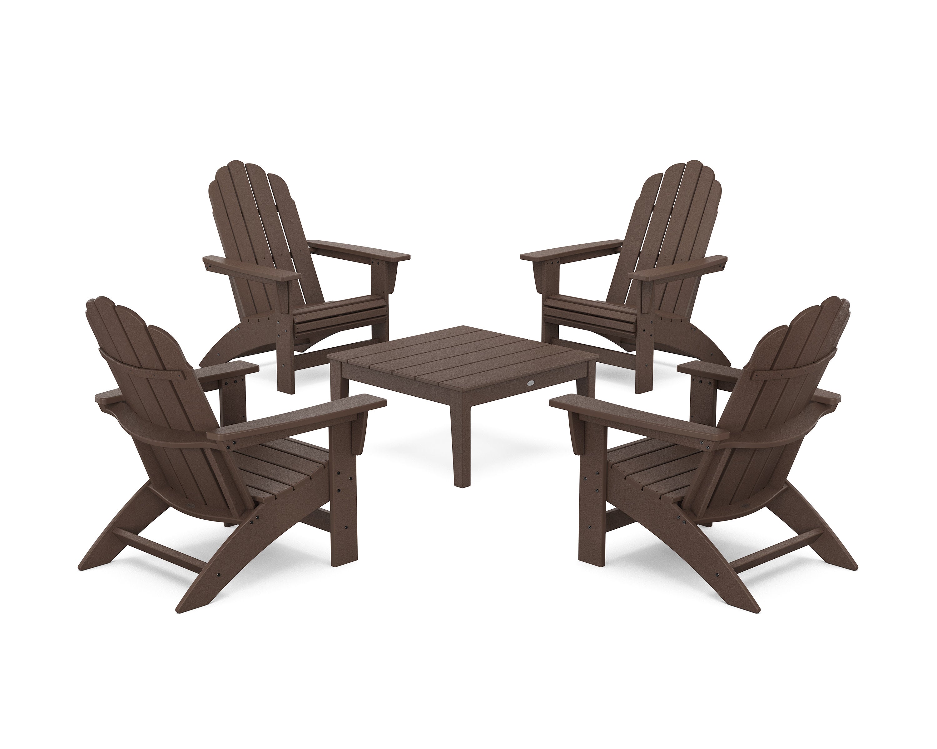 5-Piece Vineyard Grand Adirondack Chair Conversation Group in Mahogany