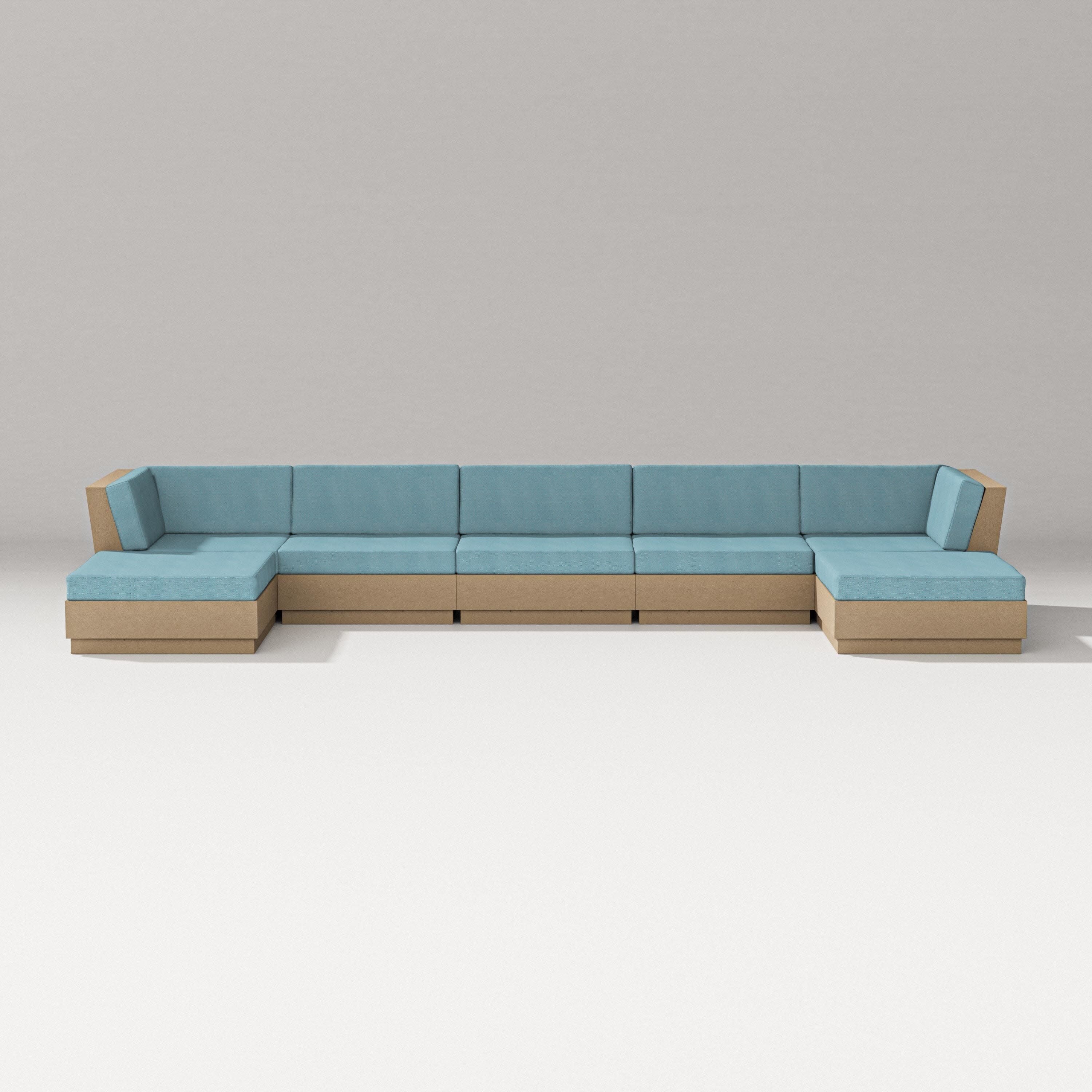 Elevate 7-Piece Double Chaise Sectional in Vintage Sahara / Lattice Sky Blue