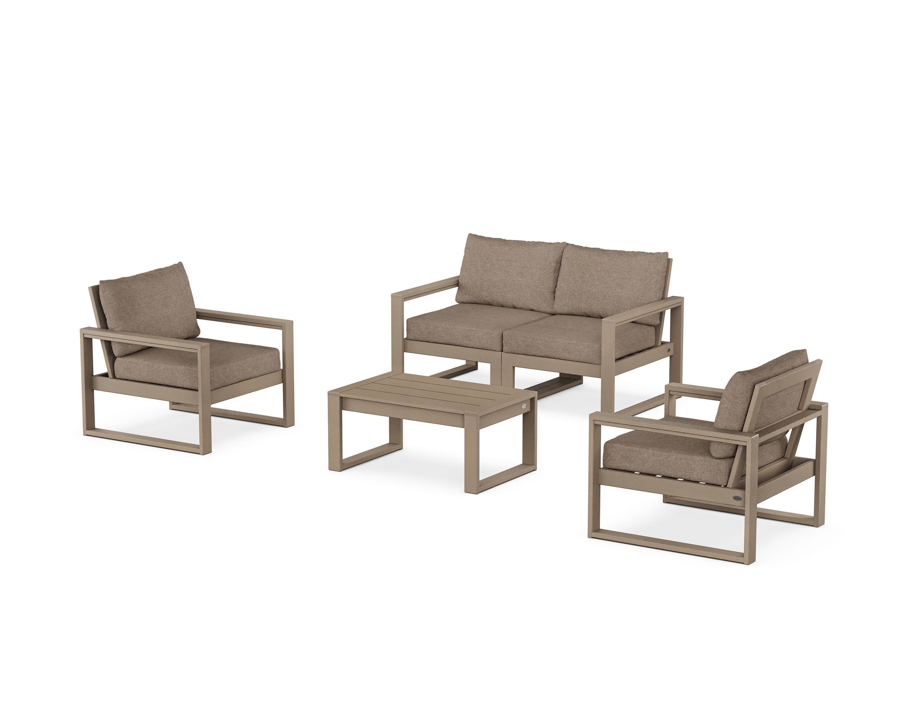 EDGE Sectional 4-Piece Deep Seating Set with Loveseat in Vintage Sahara / Spiced Burlap