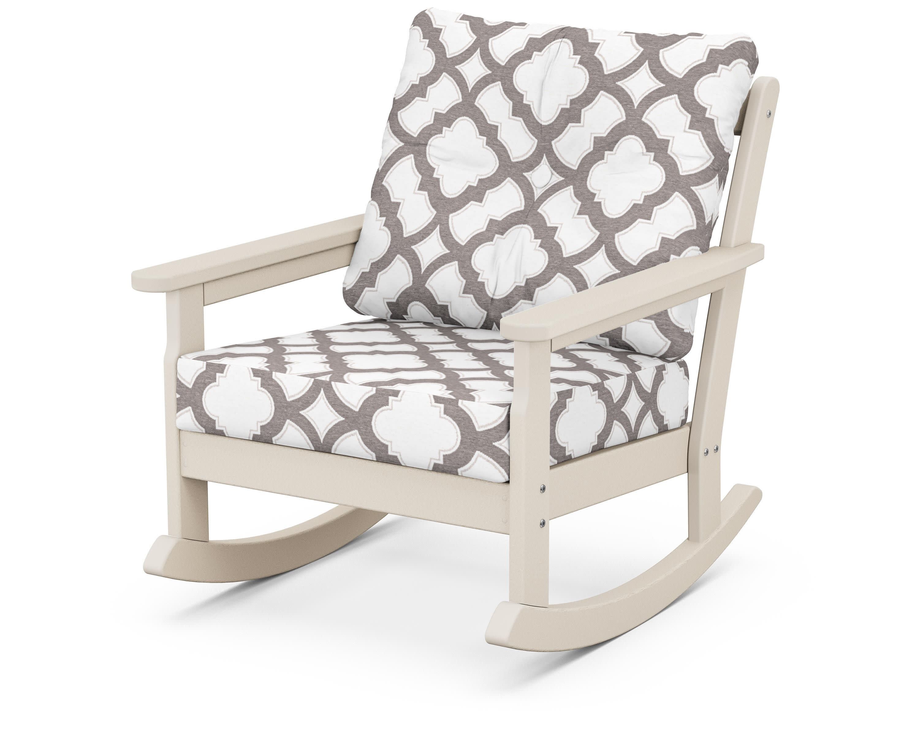 Vineyard Deep Seating Rocking Chair in Sand / Trellis Grey Mist