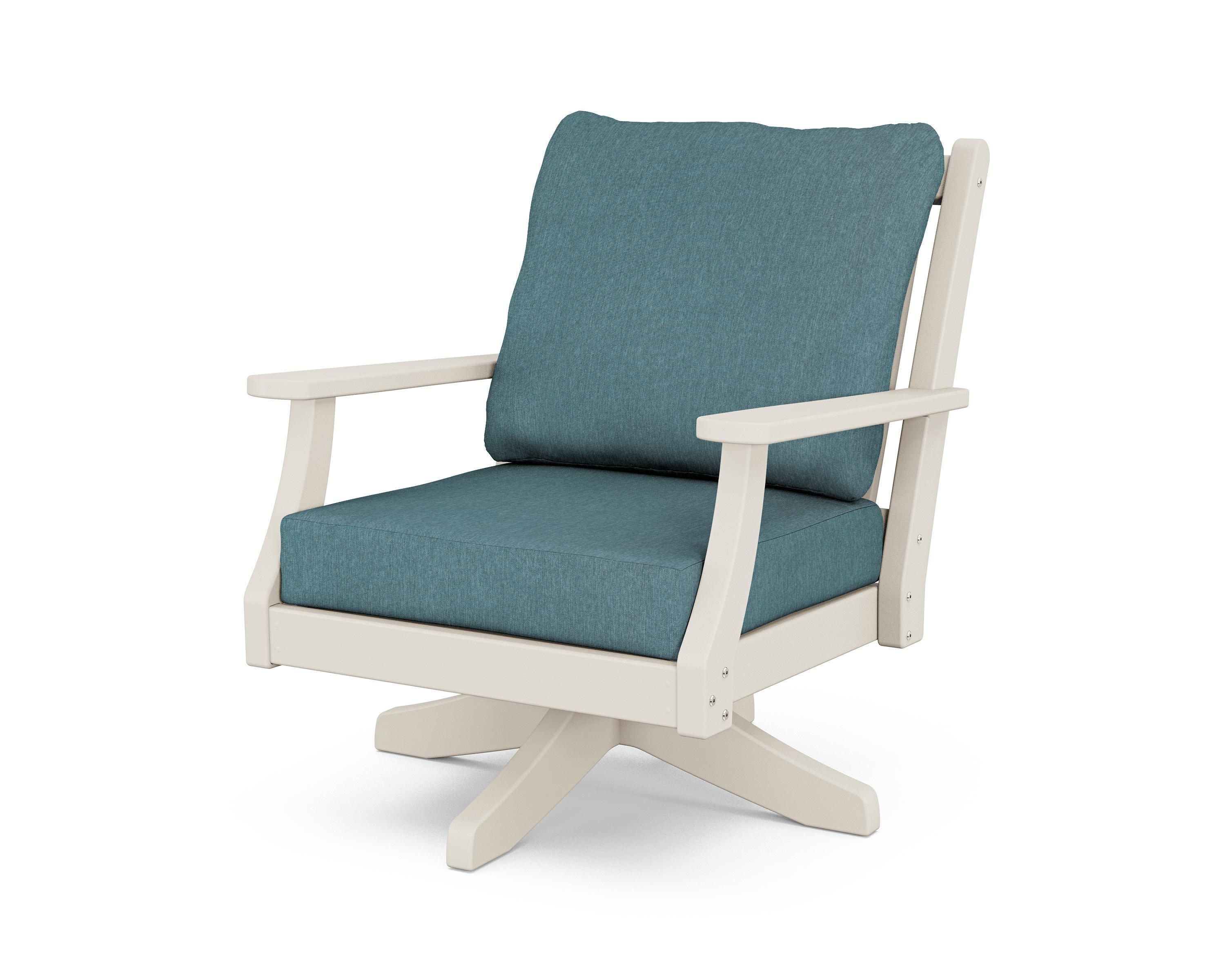 Wovendale Deep Seating Swivel Chair in Sand / Ocean Teal