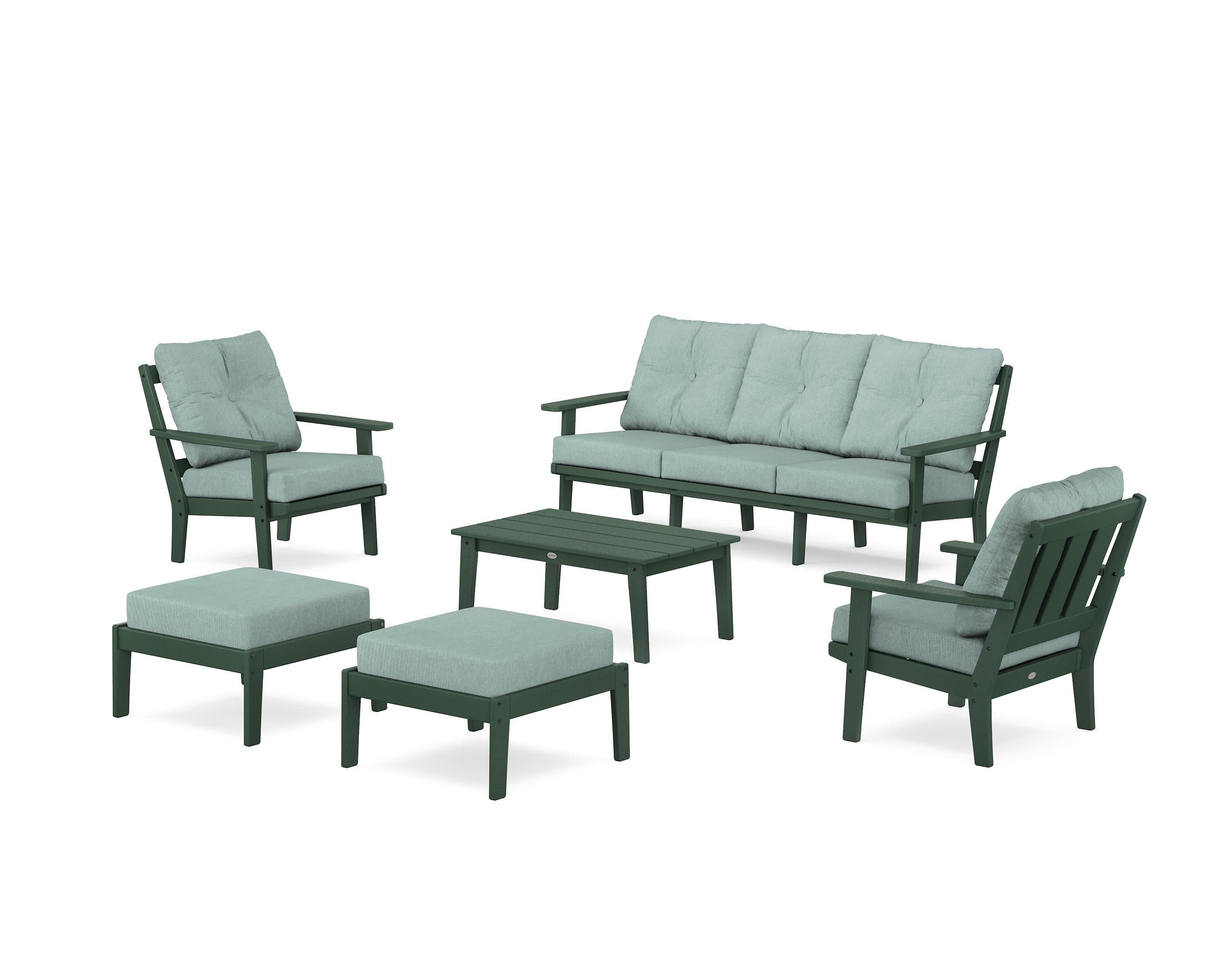 Oxford 6-Piece Lounge Sofa Set in Green / Glacier Spa