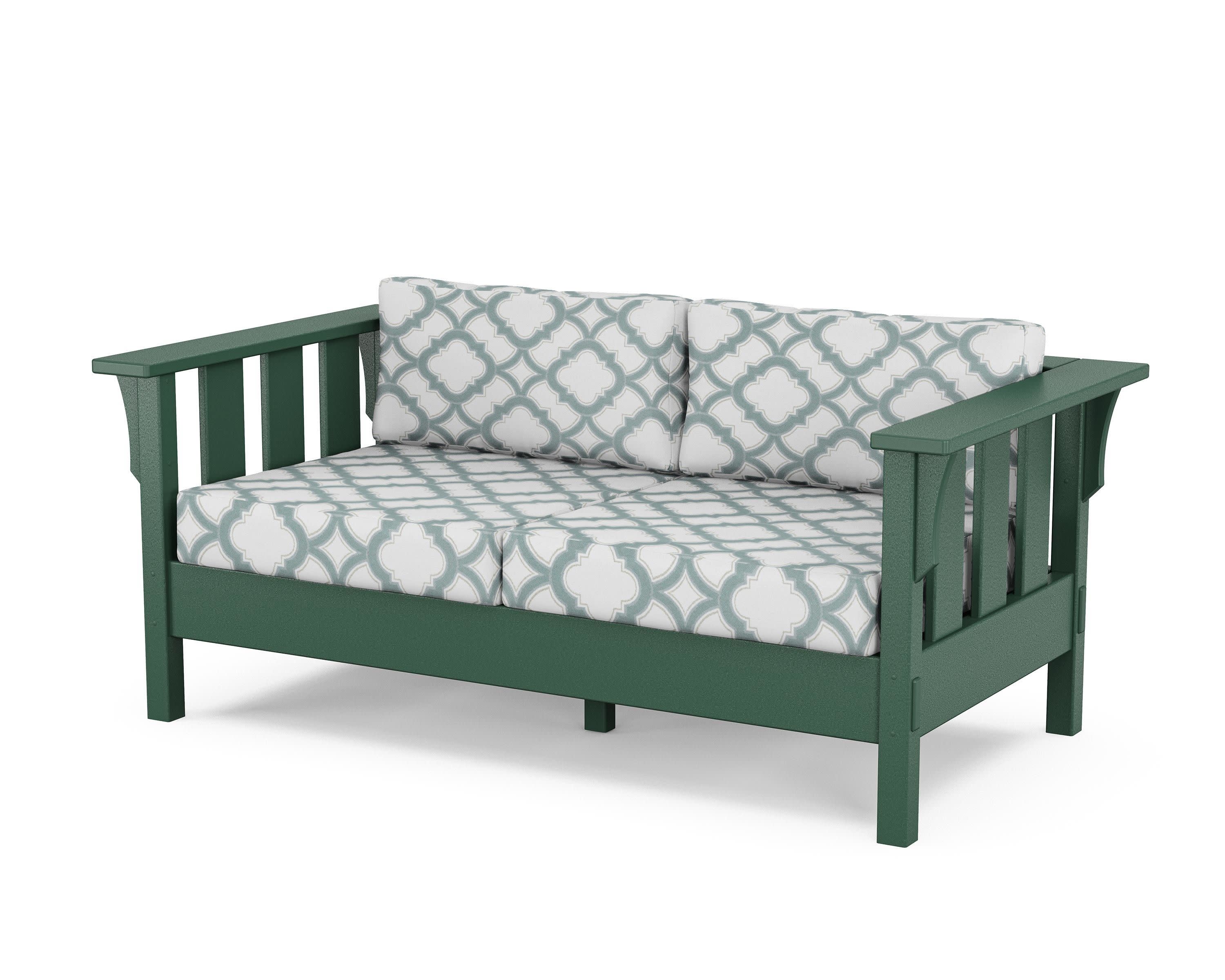 Acadia Deep Seating Loveseat in Green / Trellis Glacier Spa