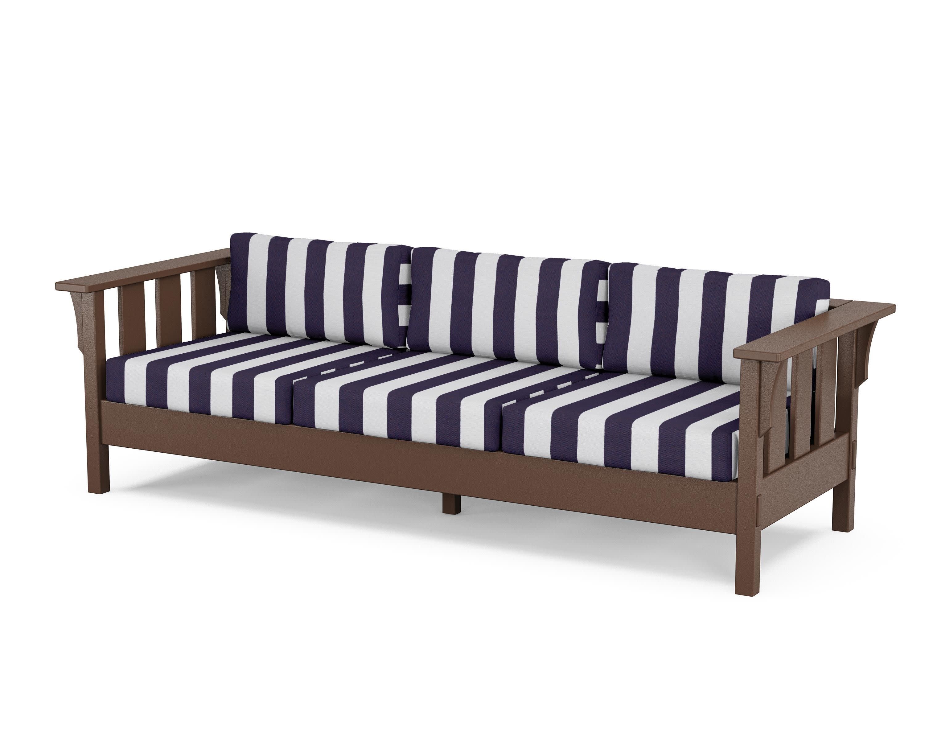 Acadia Deep Seating Sofa in Mahogany / Cabana Stripe Navy