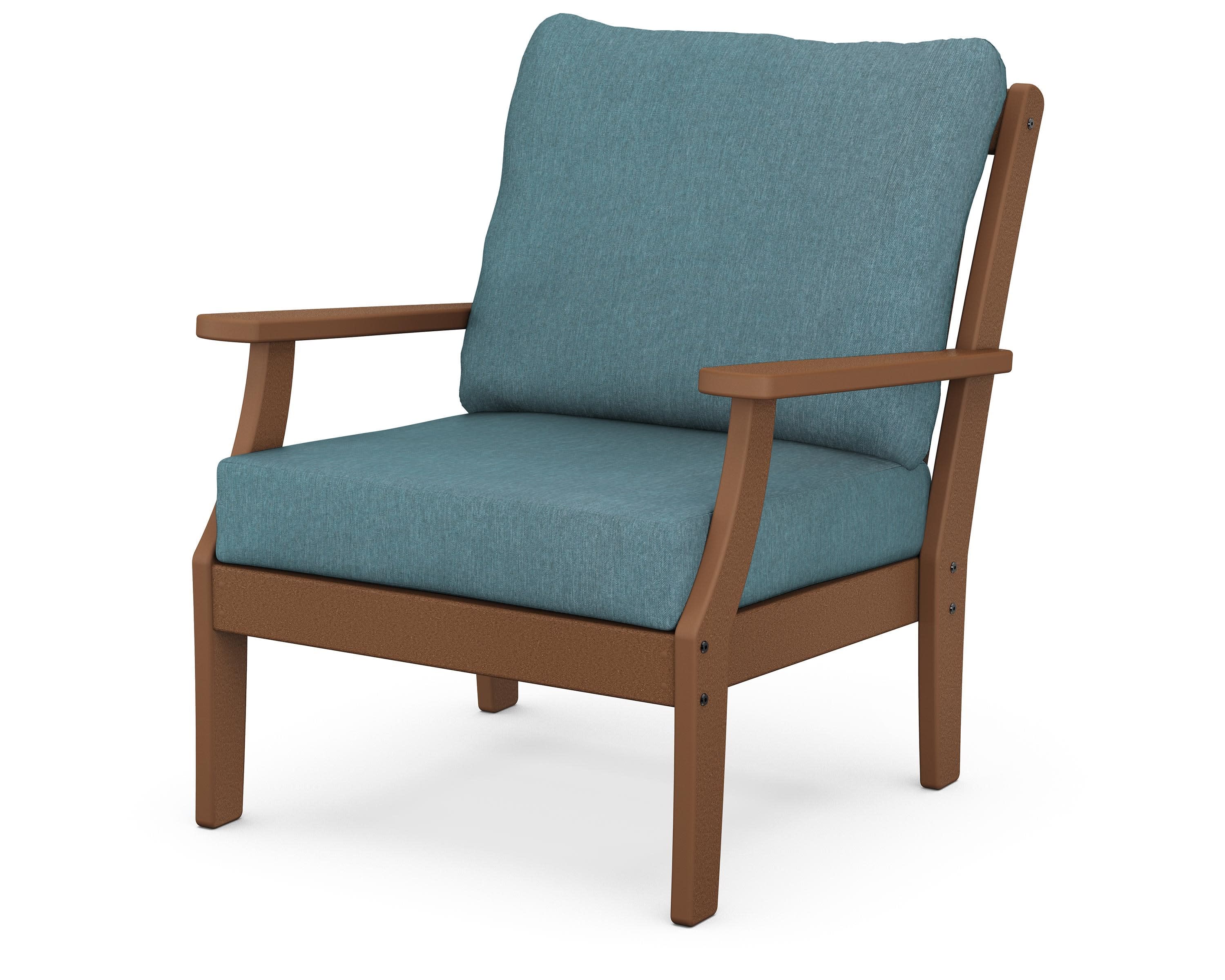 Braxton Deep Seating Chair in Teak / Ocean Teal