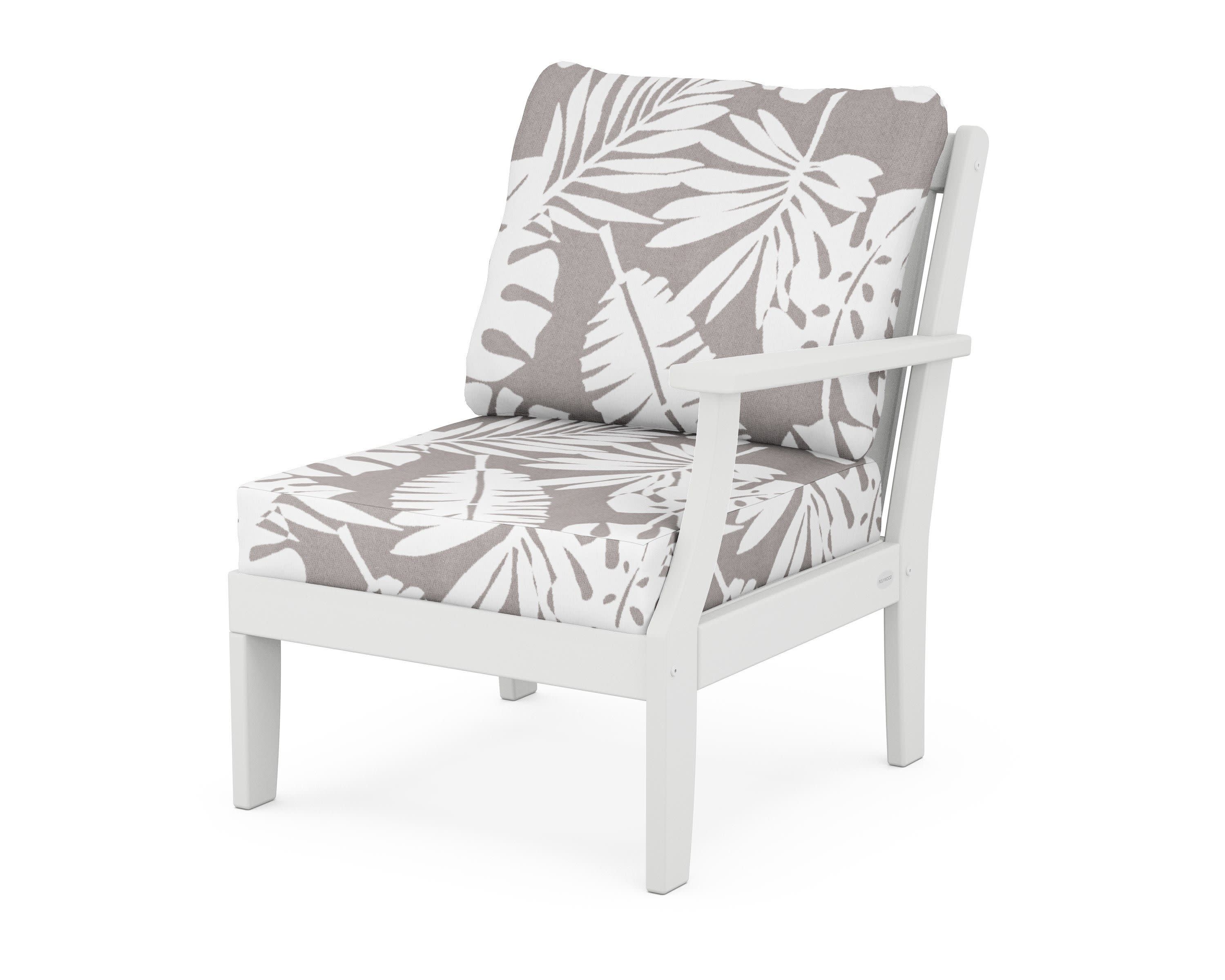 Braxton Modular Right Arm Chair in White / Leaf Grey Mist