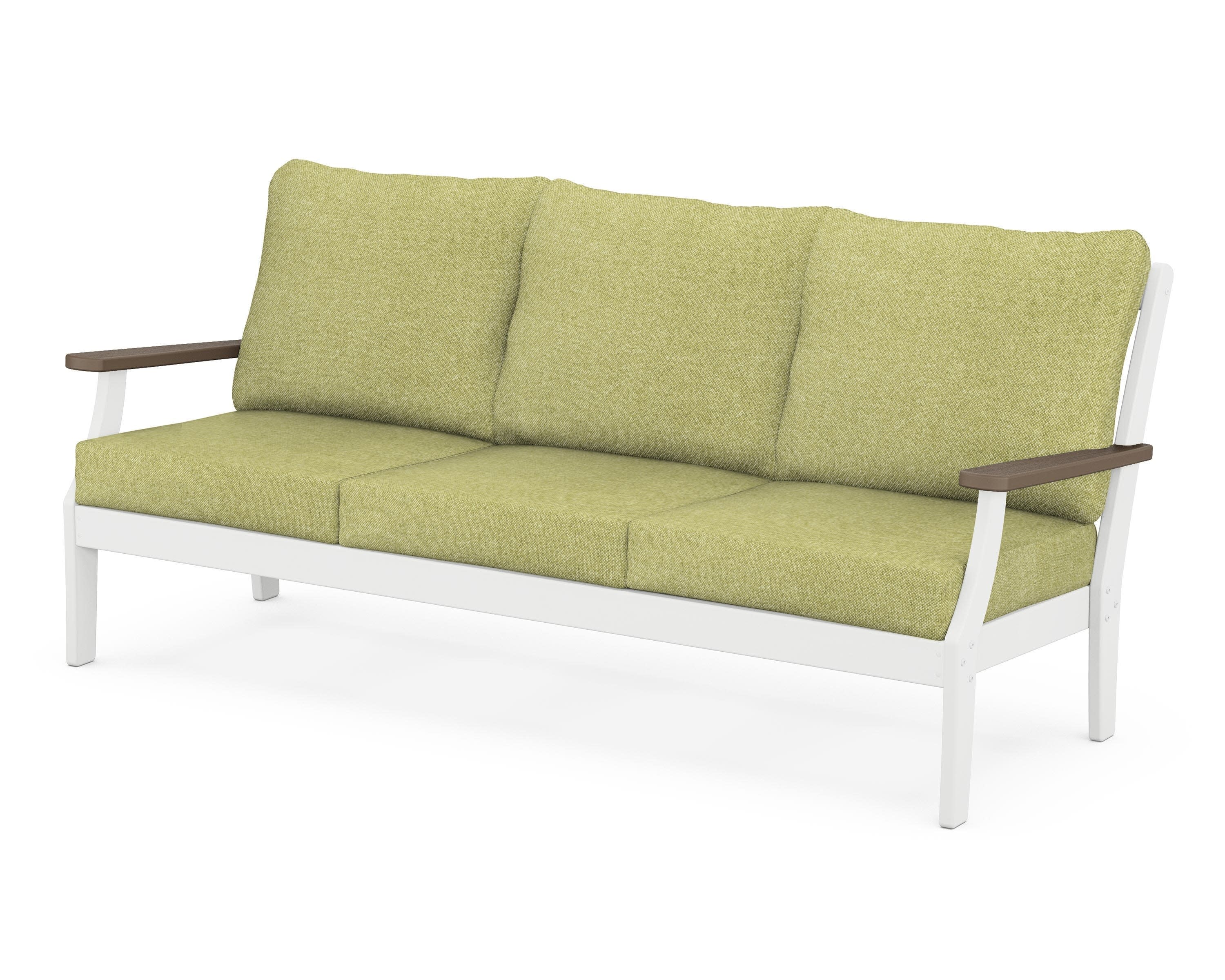 Braxton Deep Seating Sofa in White / Kona / Chartreuse Boucle