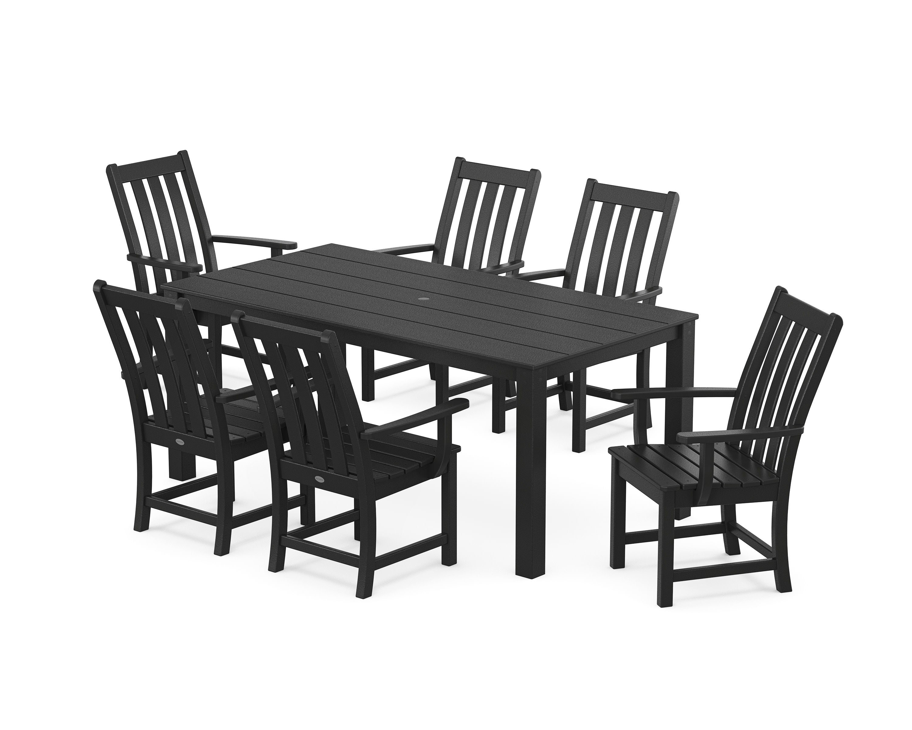 Vineyard 7-Piece Parsons Arm Chair Dining Set in Black