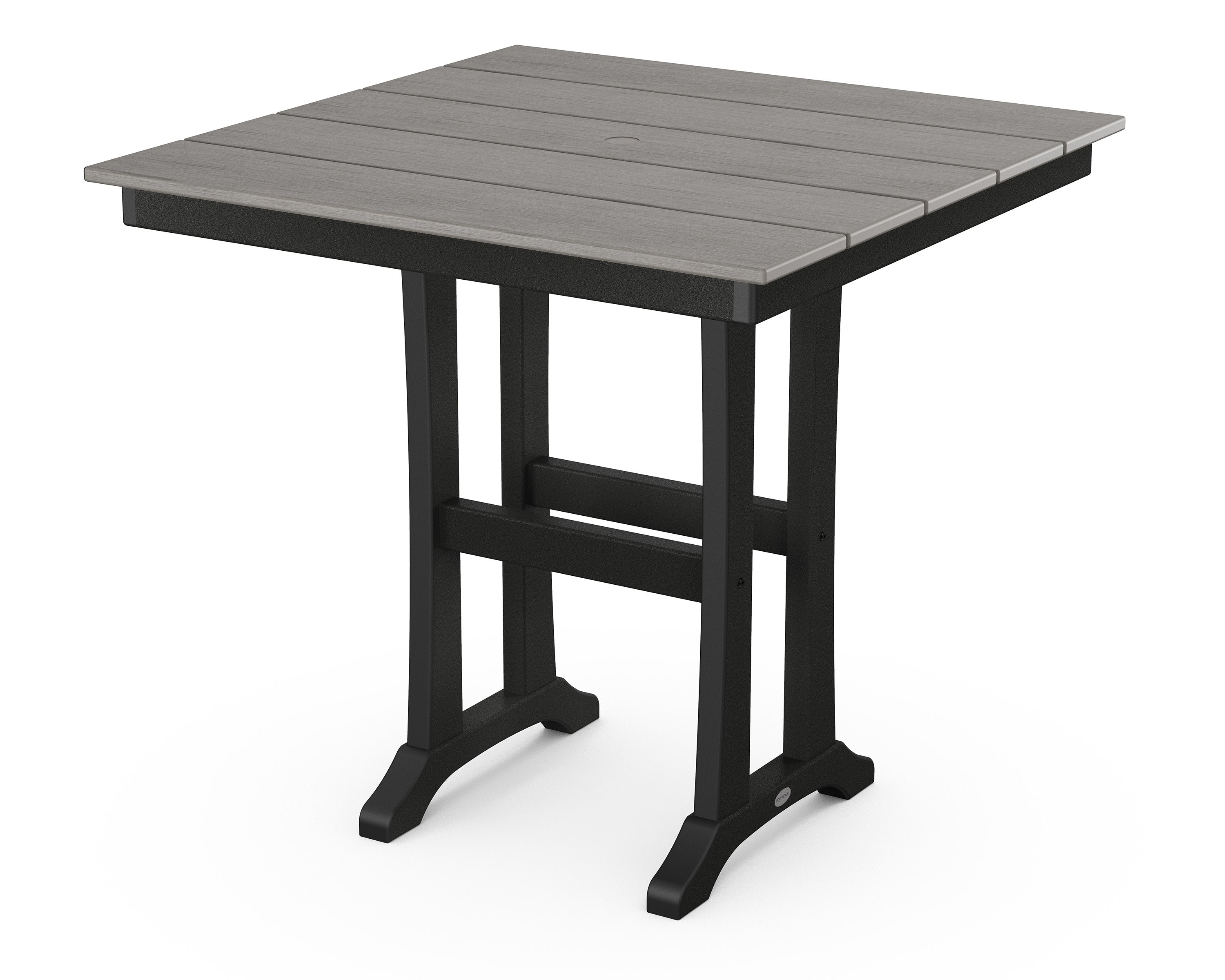 Farmhouse Trestle 37" Counter Table in Black / Driftwood
