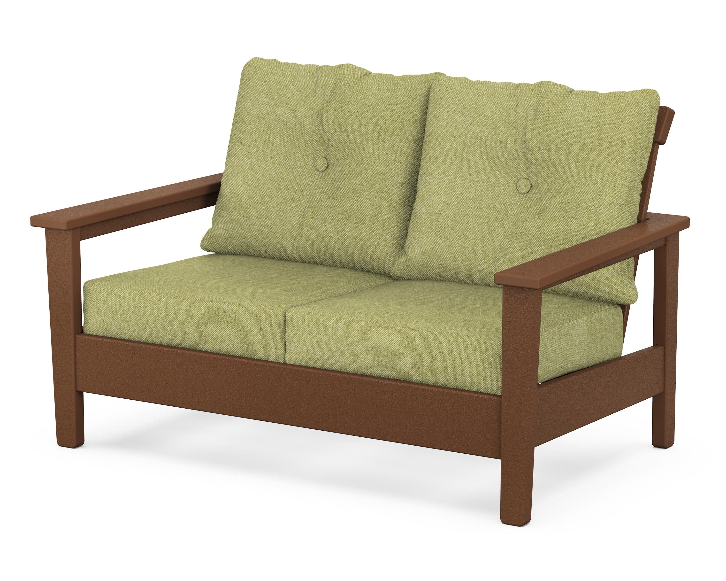 Prescott Deep Seating Loveseat in Teak / Chartreuse Boucle