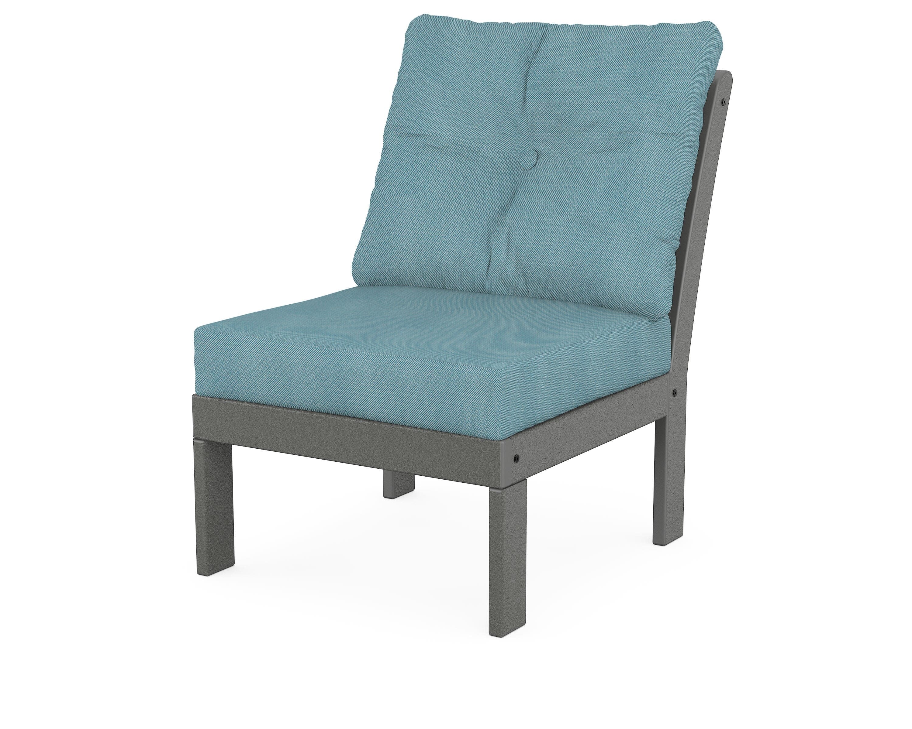 Vineyard Modular Armless Chair in Slate Grey / Lattice Sky Blue