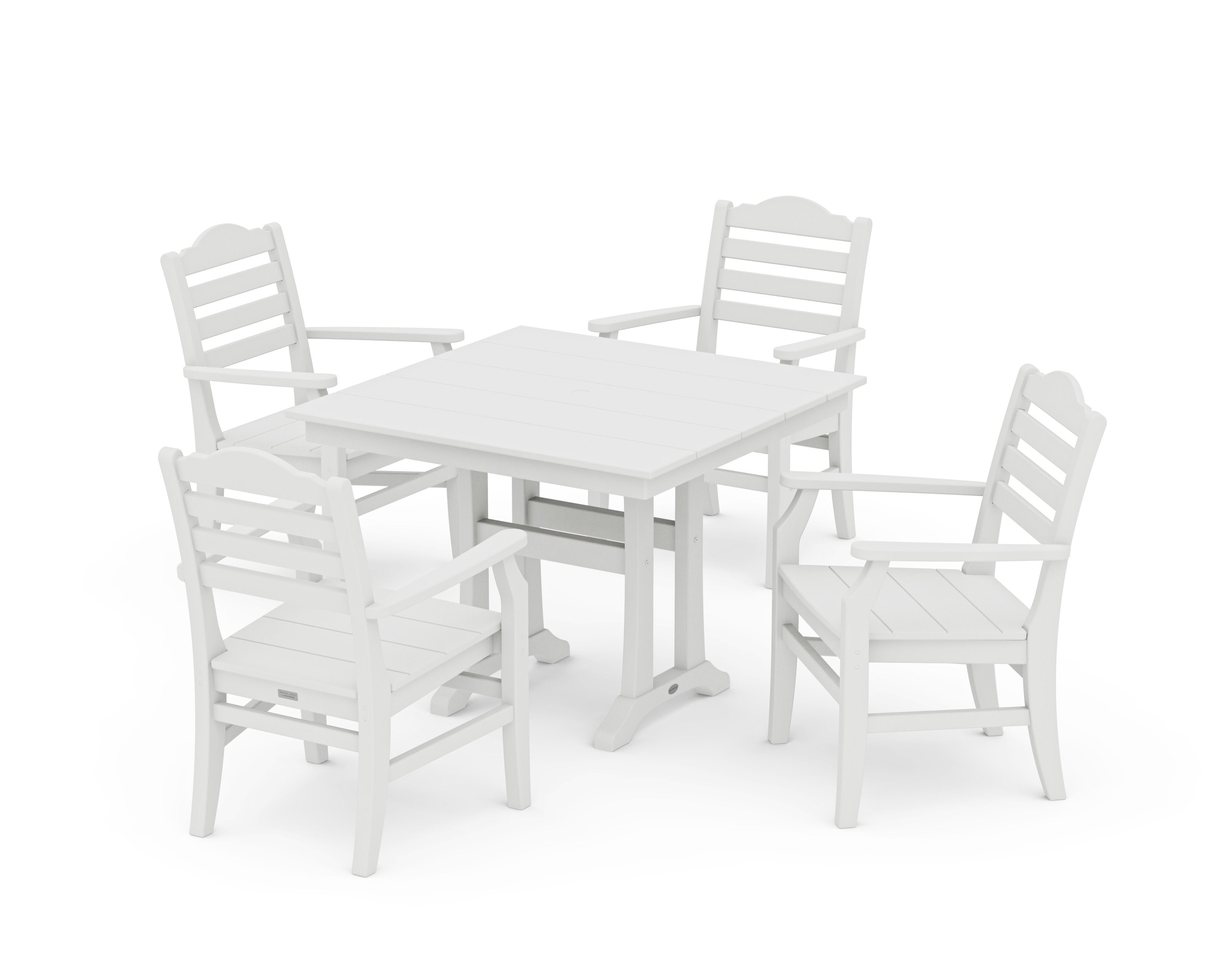 Savannah 5-Piece Farmhouse Dining Set with Trestle Legs in Vintage White