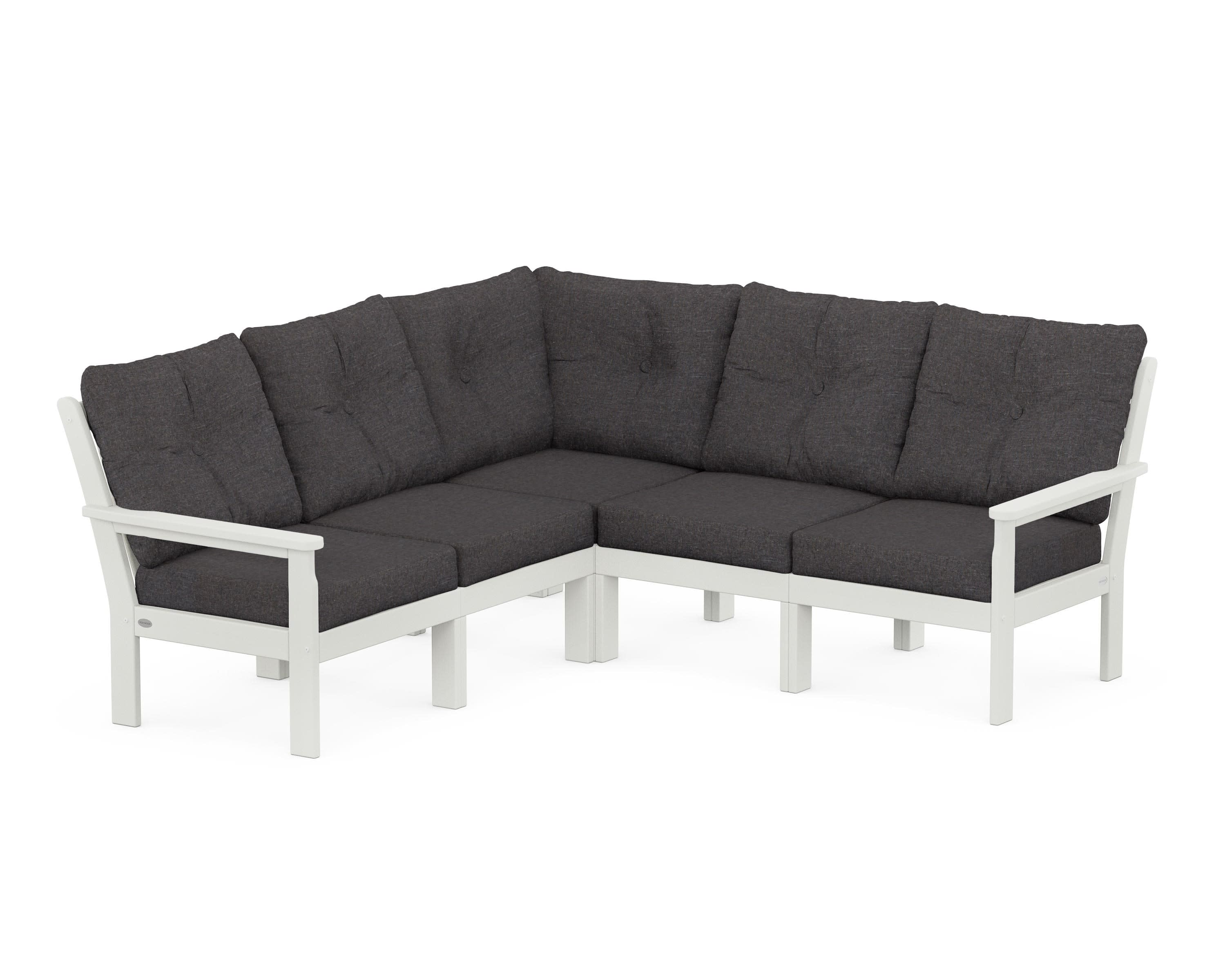 Vineyard 5-Piece Sectional in Vintage White / Ash Charcoal