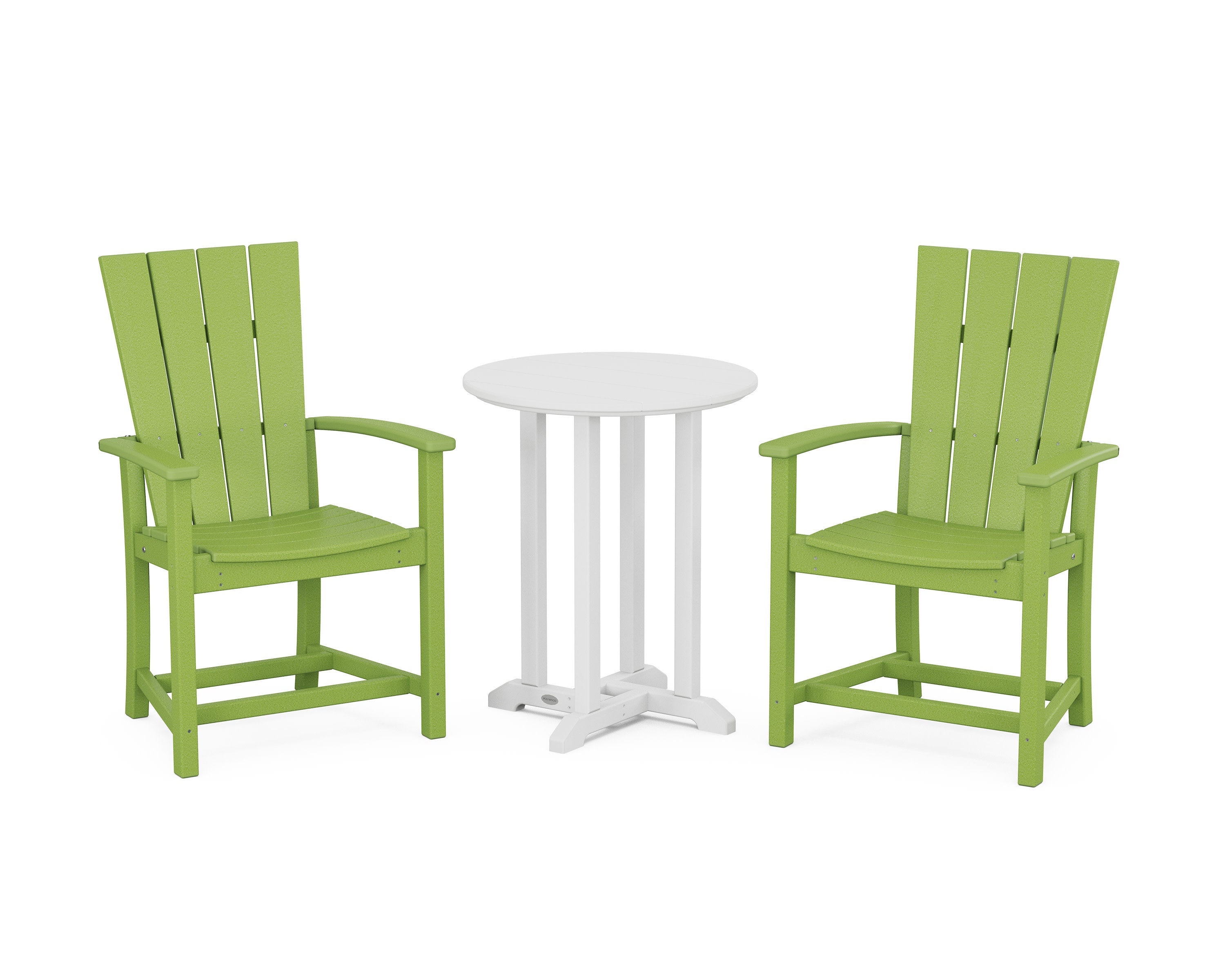 Quattro 3-Piece Round Farmhouse Bistro Dining Set in Lime / White