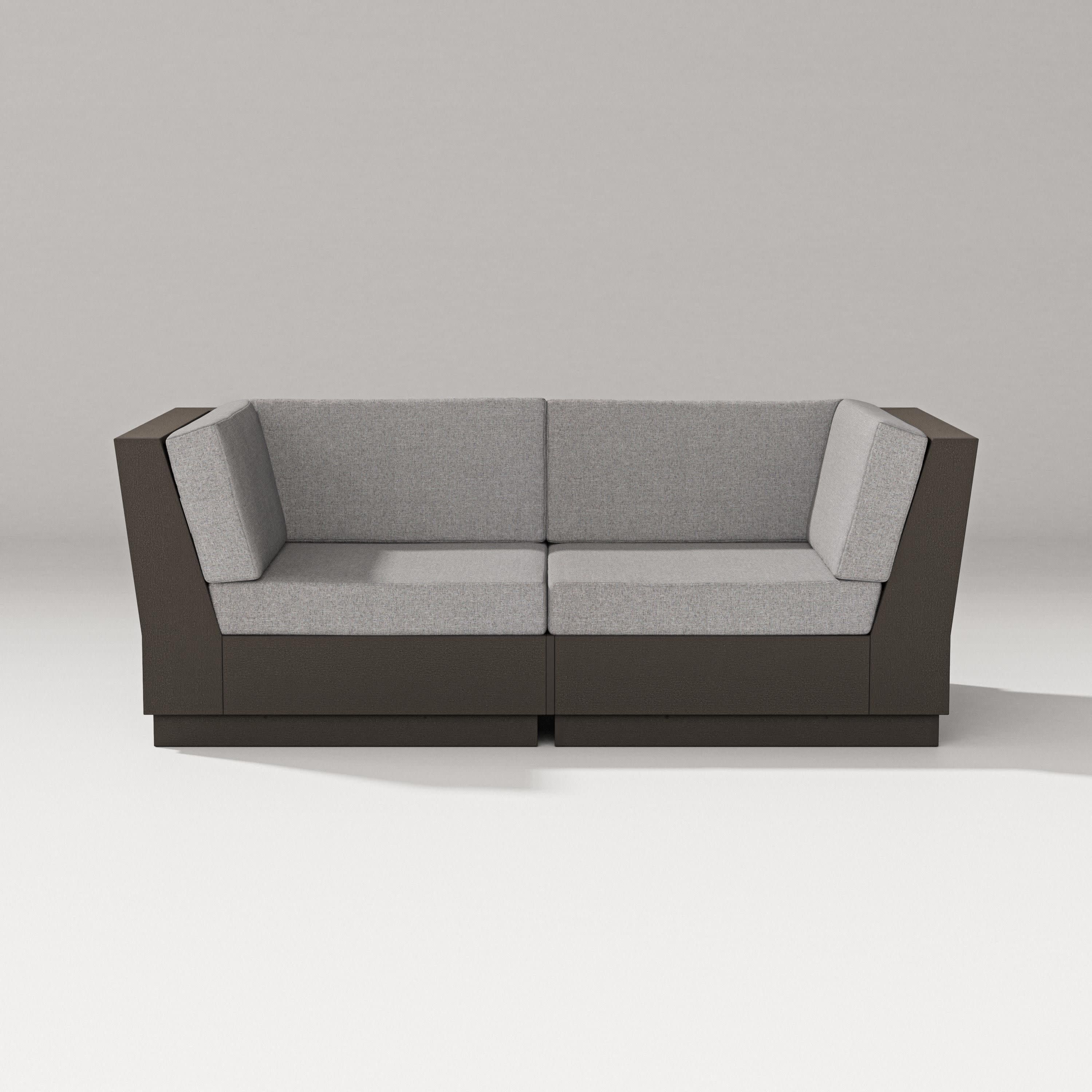 Elevate Loveseat Sectional in Vintage Coffee / Grey Mist