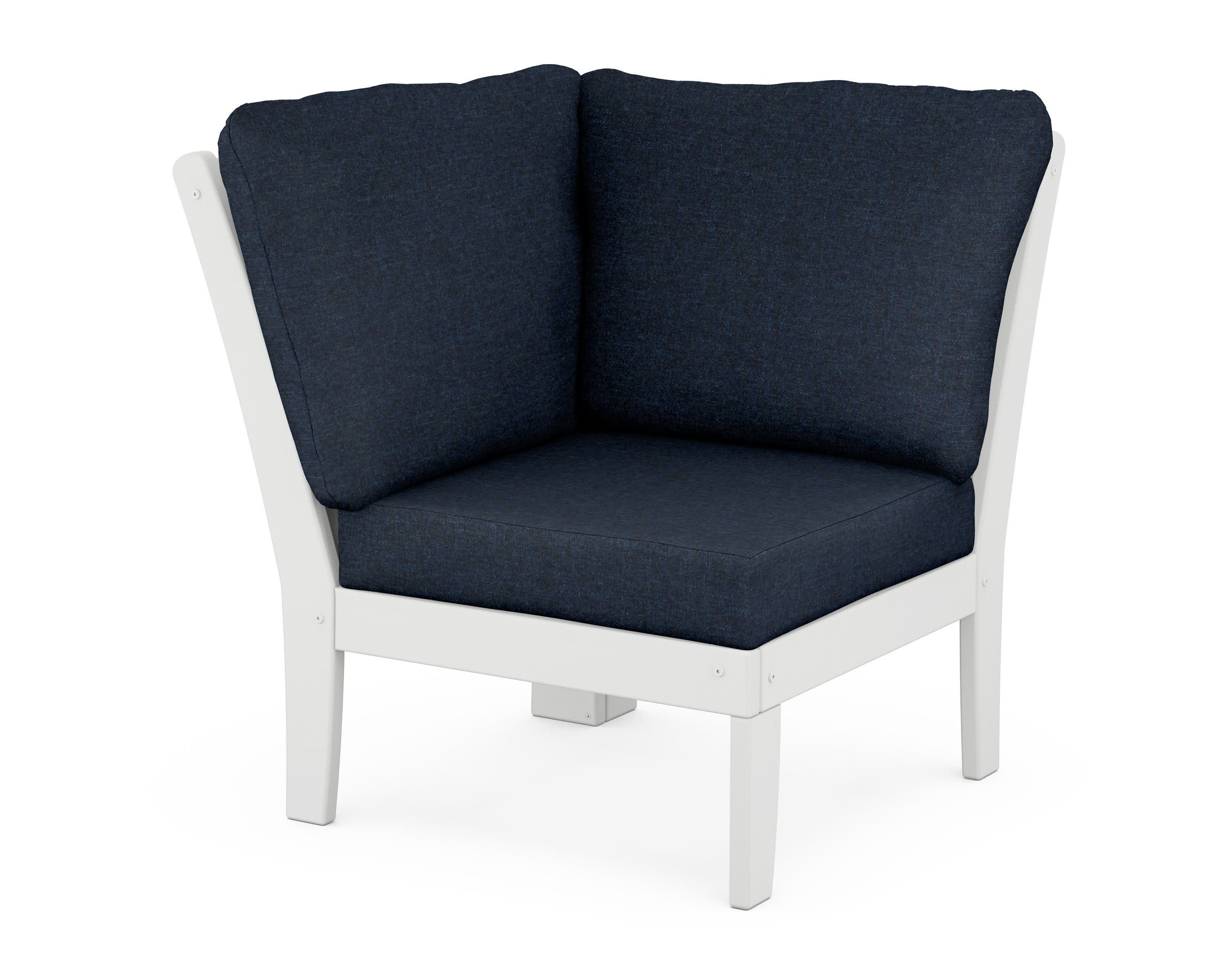 Braxton Modular Corner Chair in White / Marine Indigo