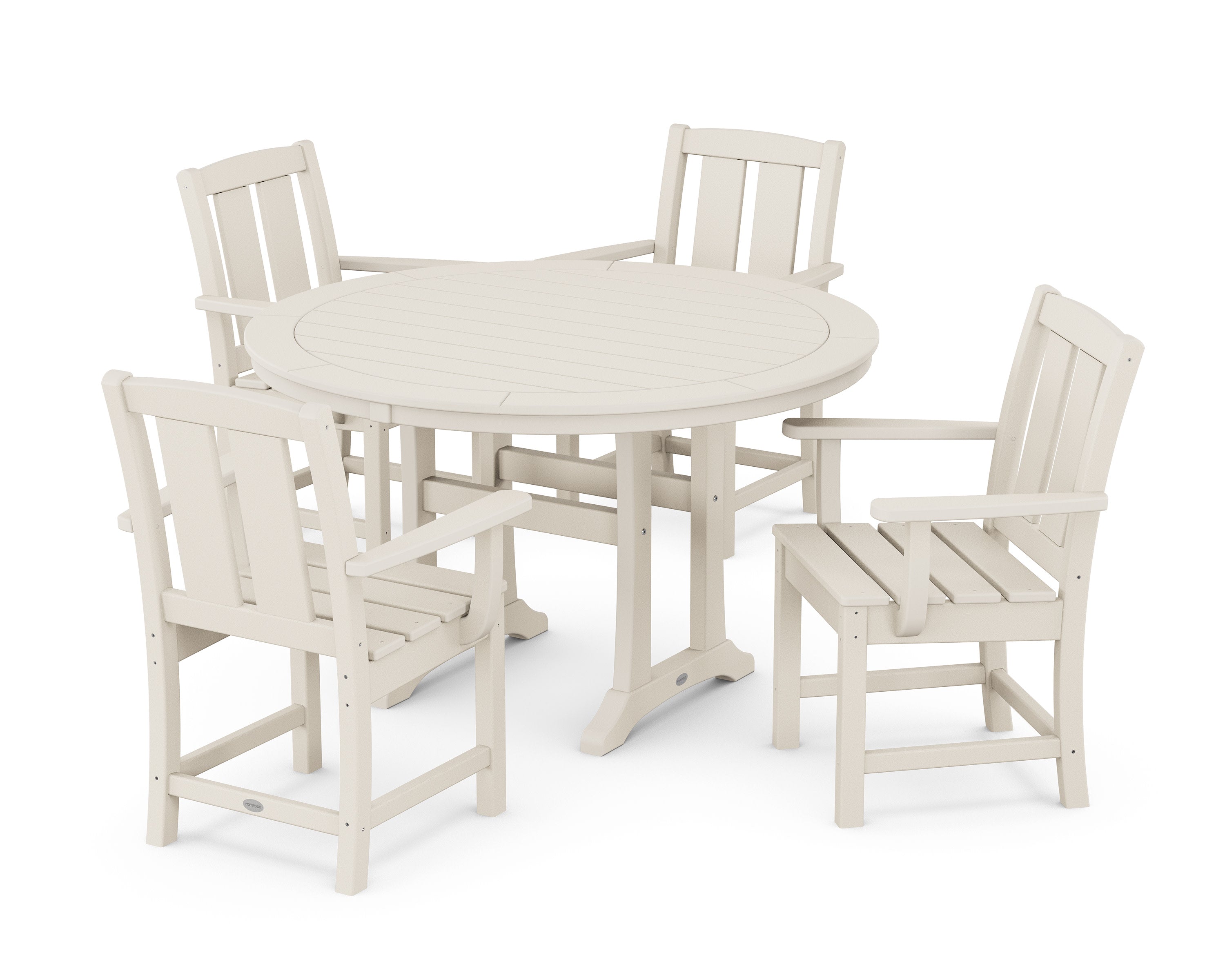 Mission 5-Piece Round Dining Set with Trestle Legs in Sand
