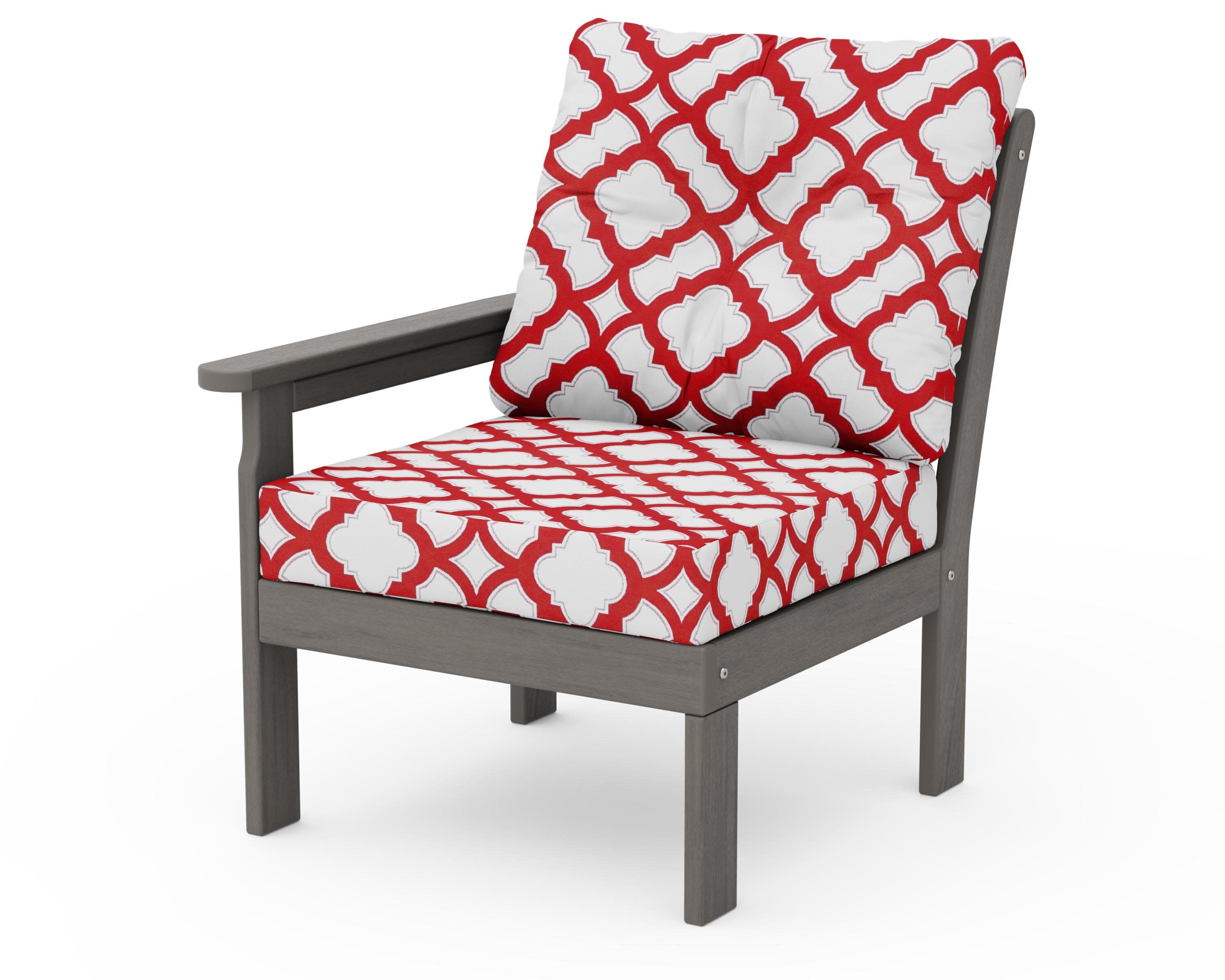Vineyard Modular Left Arm Chair in Driftwood / Trellis Crimson