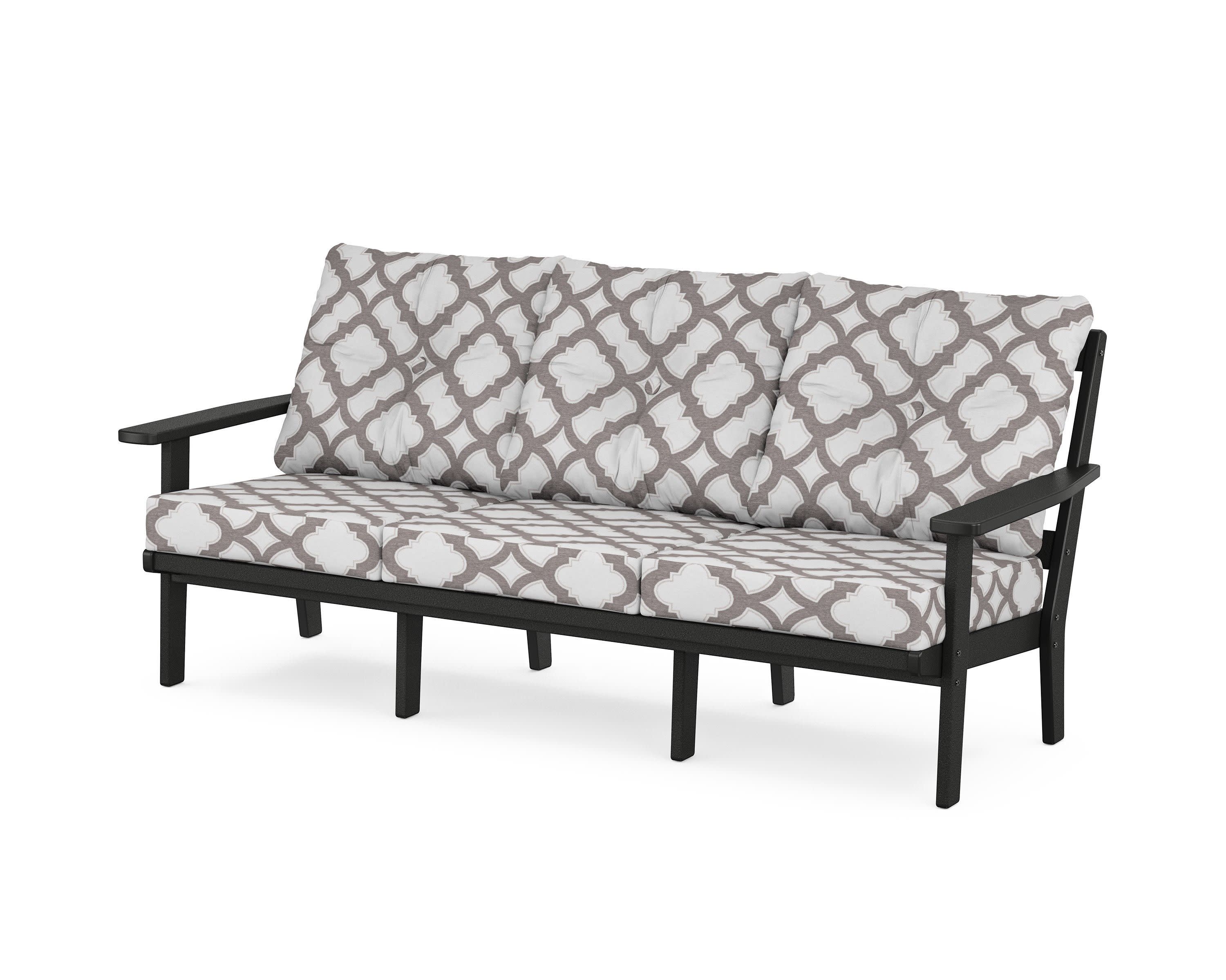 Oxford Deep Seating Sofa in Black / Trellis Grey Mist
