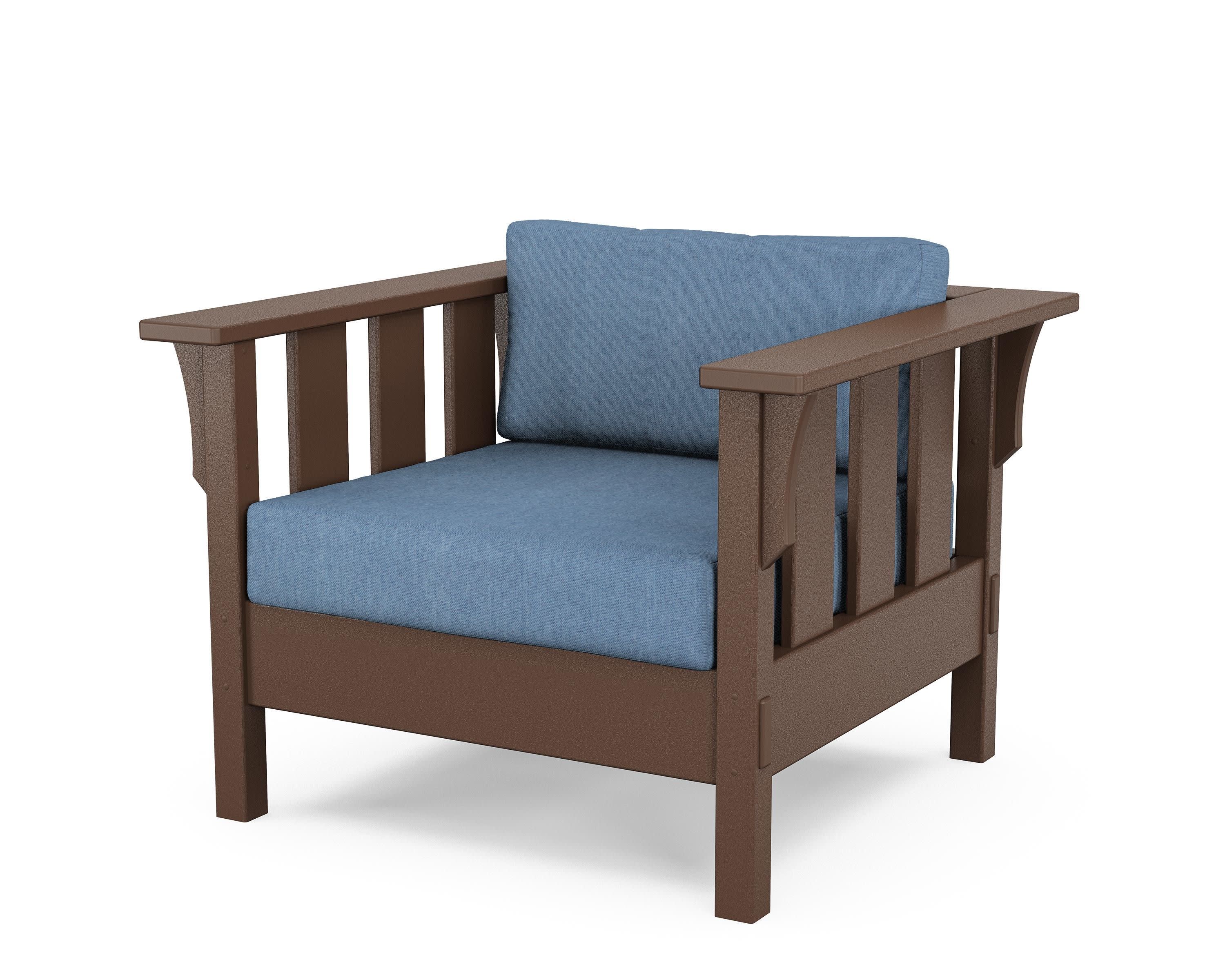 Acadia Deep Seating Chair in Mahogany / Sky Blue