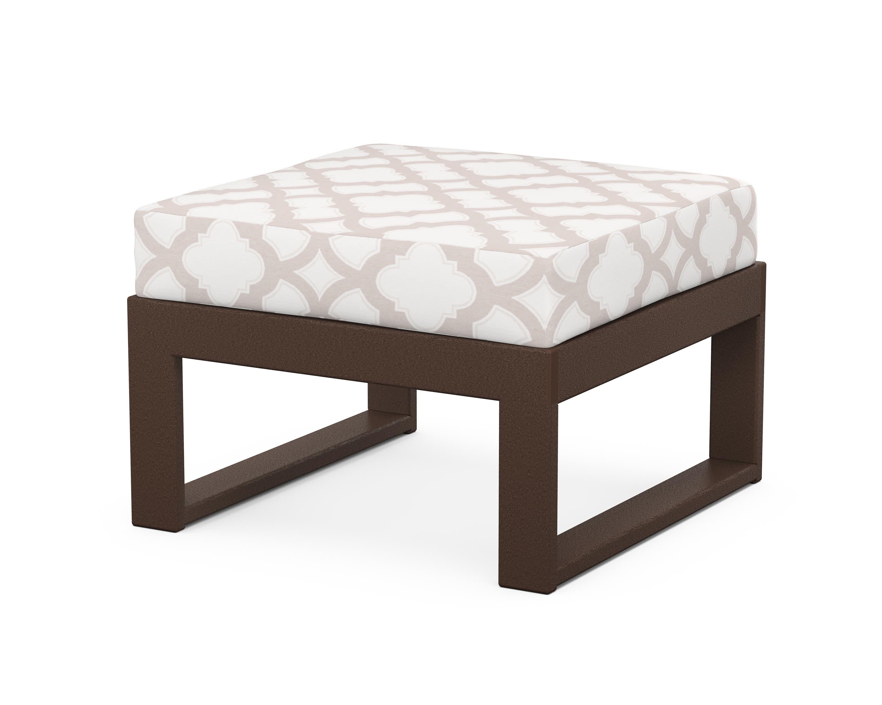 Modular Ottoman - Modern in Mahogany / Trellis Dune Burlap