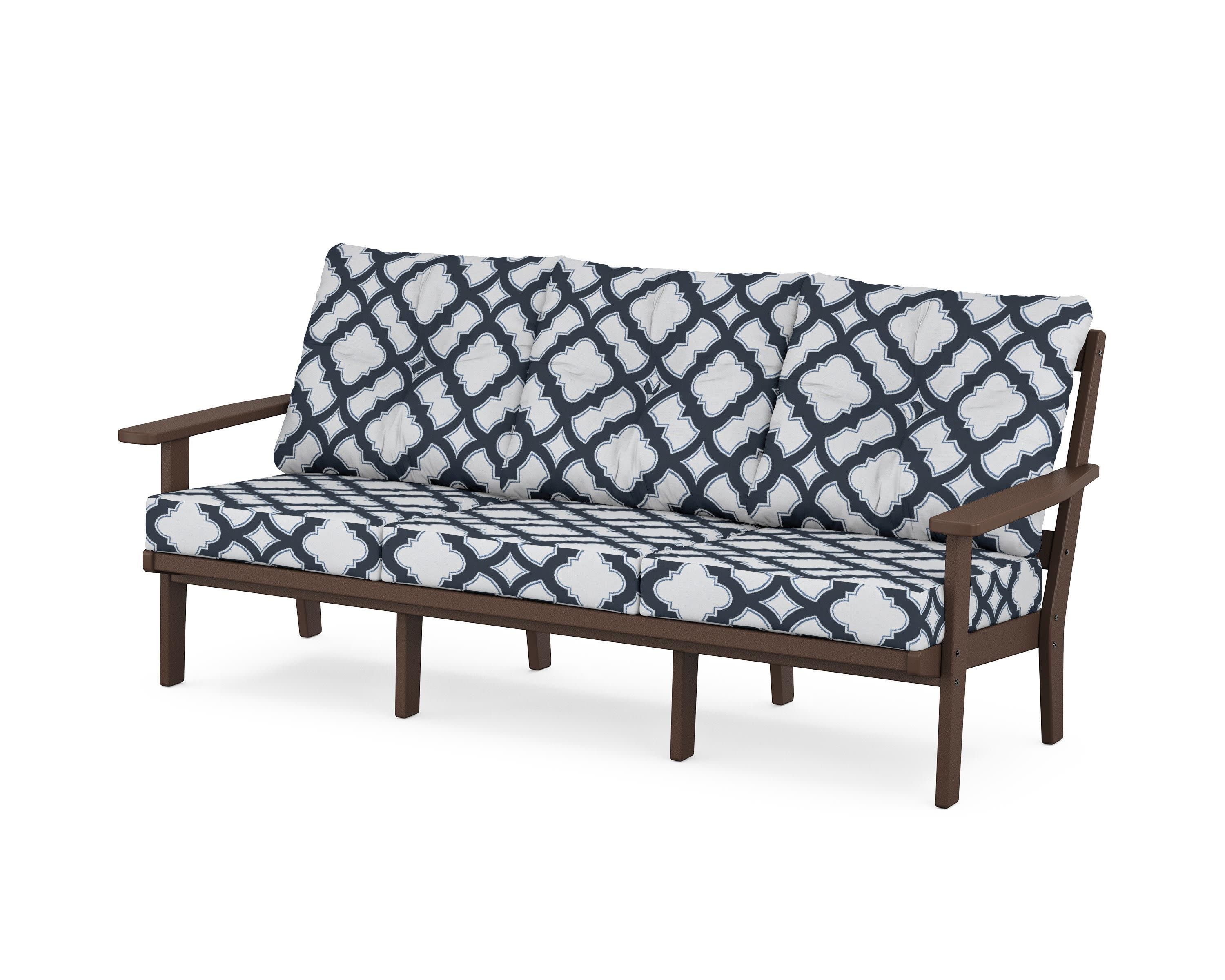 Oxford Deep Seating Sofa in Mahogany / Trellis Marine Indigo