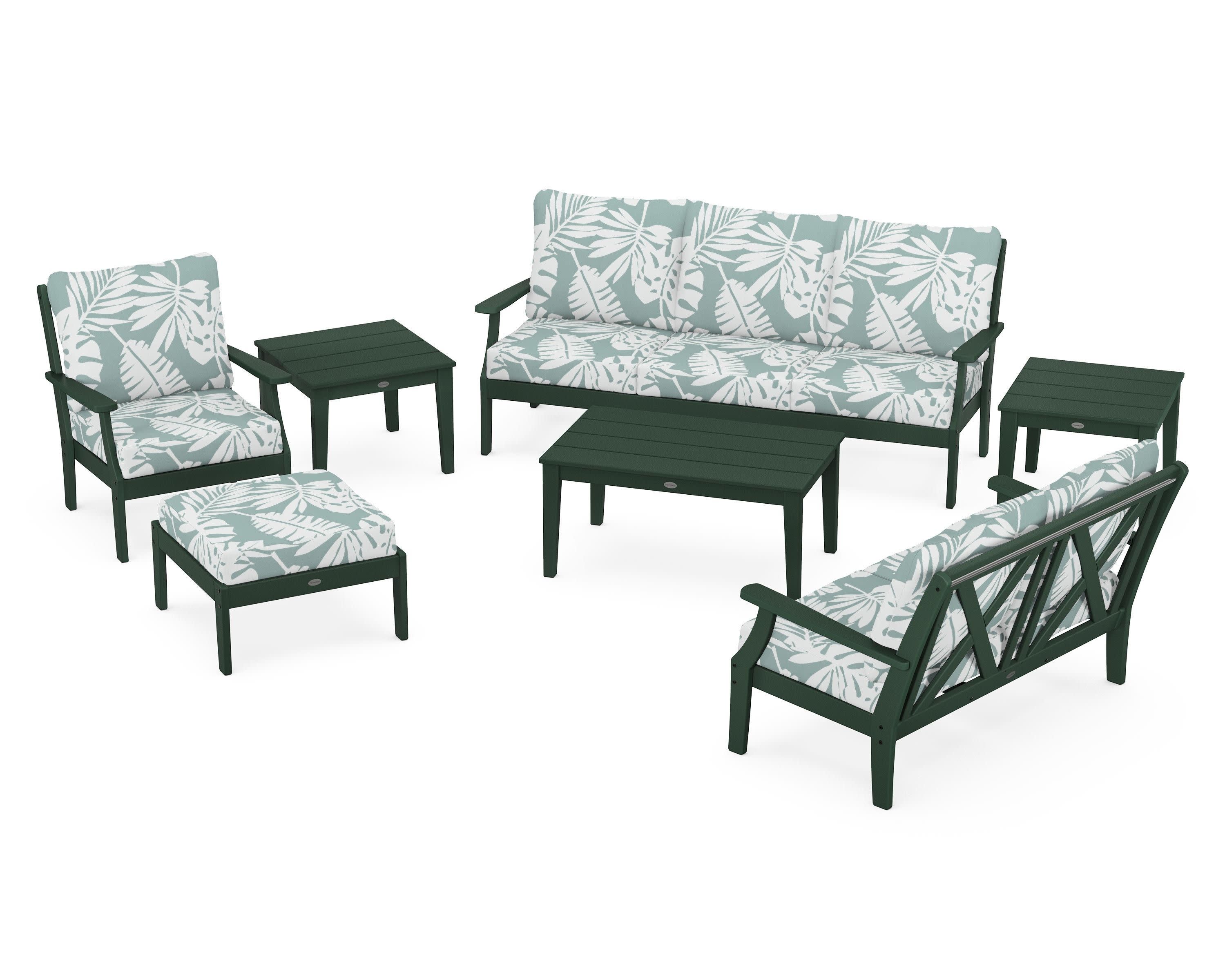 Braxton 7-Piece Deep Seating Set in Green / Leaf Glacier Spa