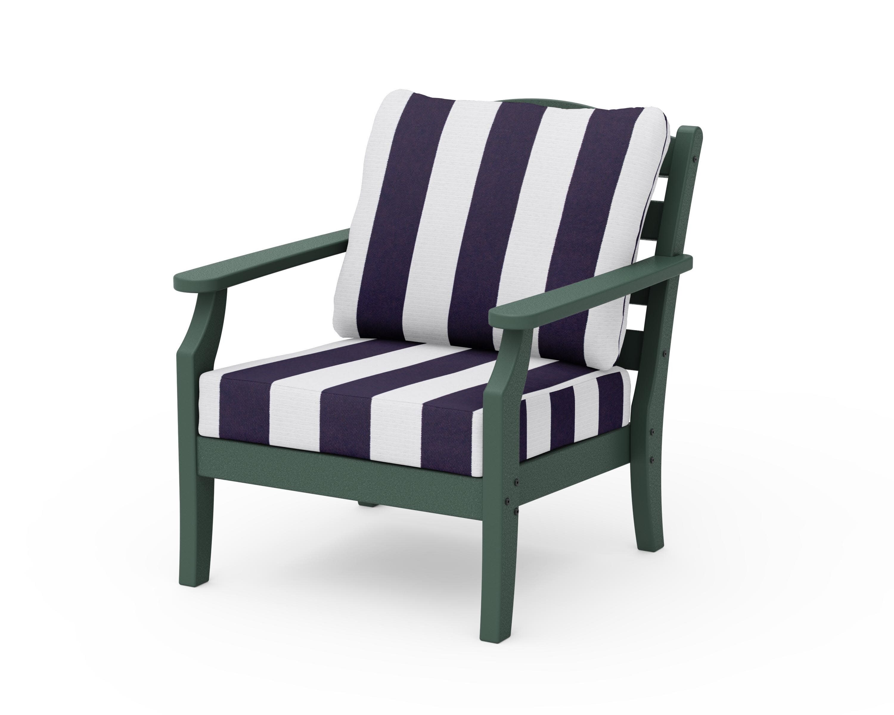 Savannah Deep Seating Chair in Green / Cabana Stripe Navy