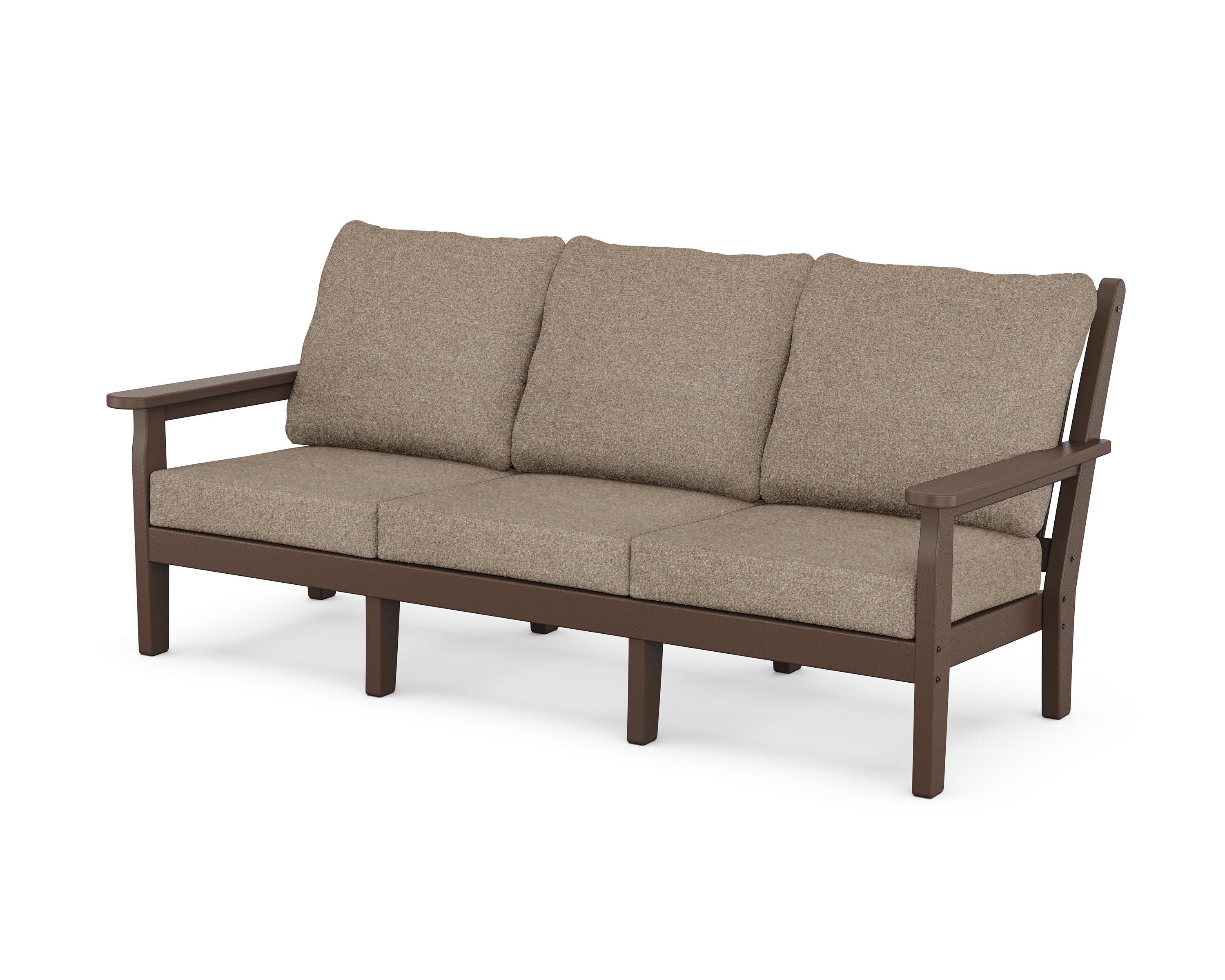 Chippendale Deep Seating Sofa in Mahogany / Spiced Burlap