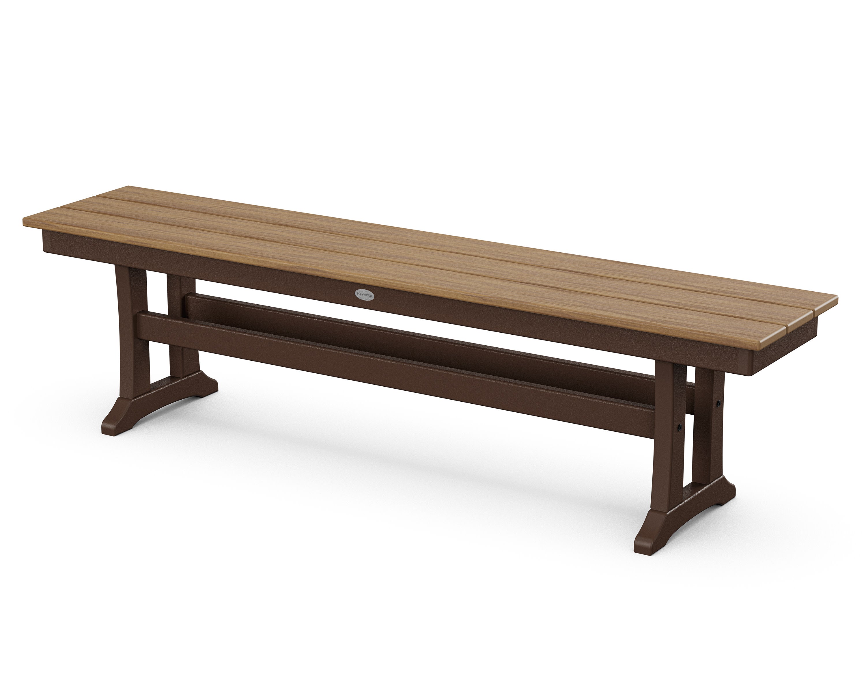 Farmhouse Trestle 65" Bench in Mahogany / Natural