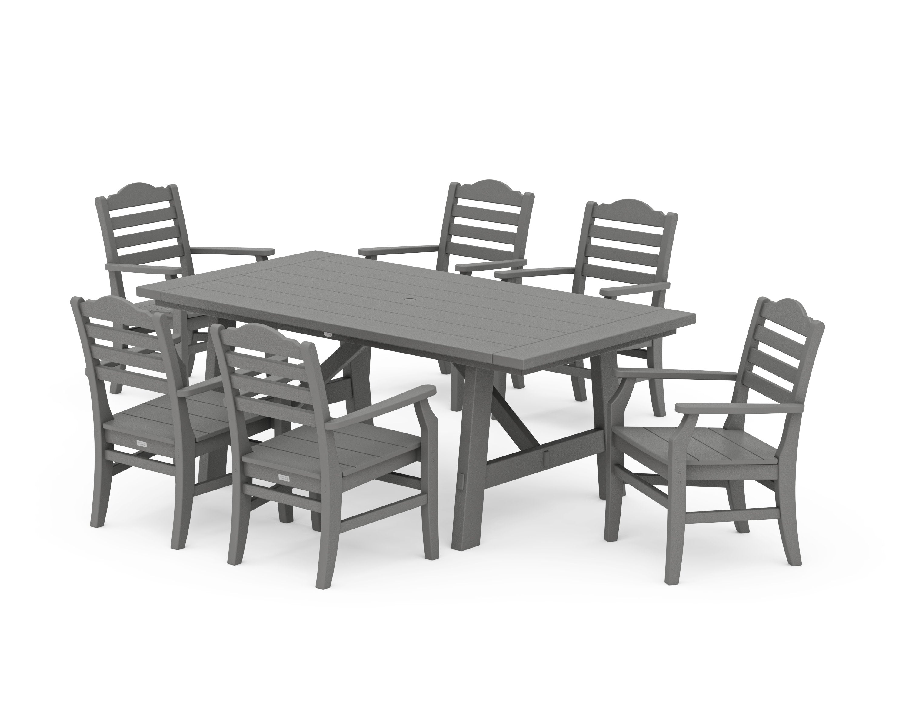 Savannah Arm Chair 7-Piece Rustic Farmhouse Dining Set in Slate Grey