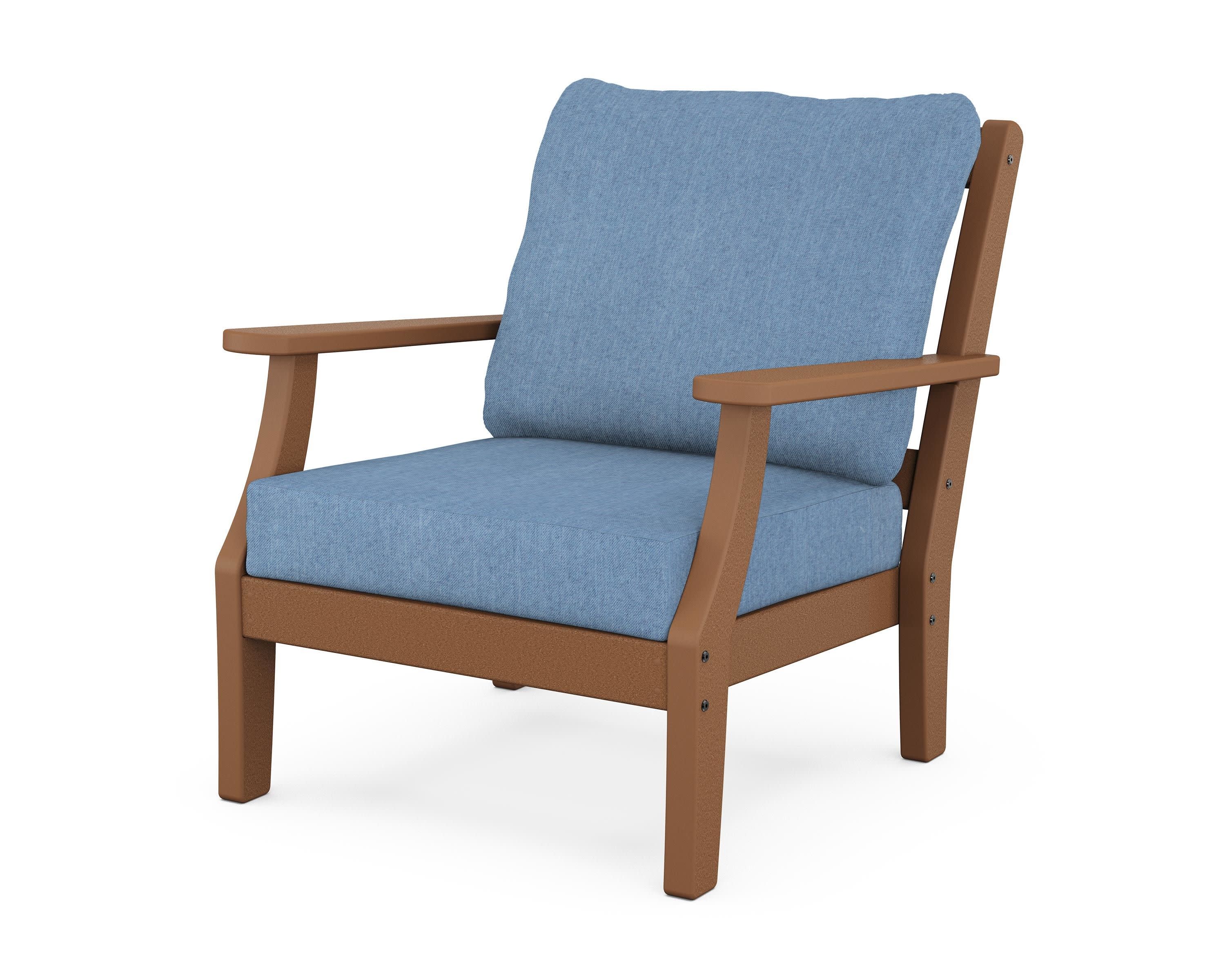 Chinoiserie Deep Seating Chair in Teak / Sky Blue