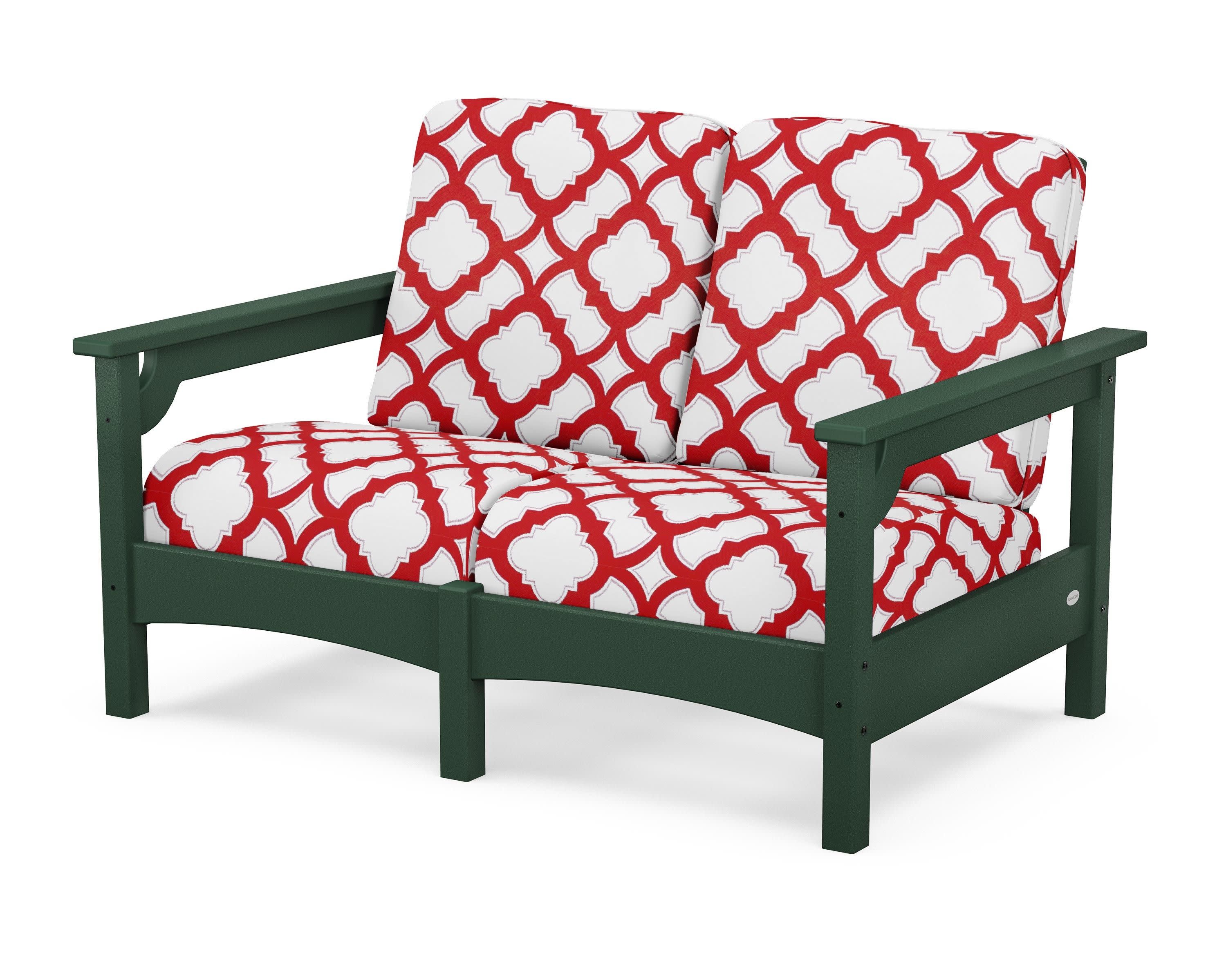 Club Loveseat in Green / Trellis Crimson