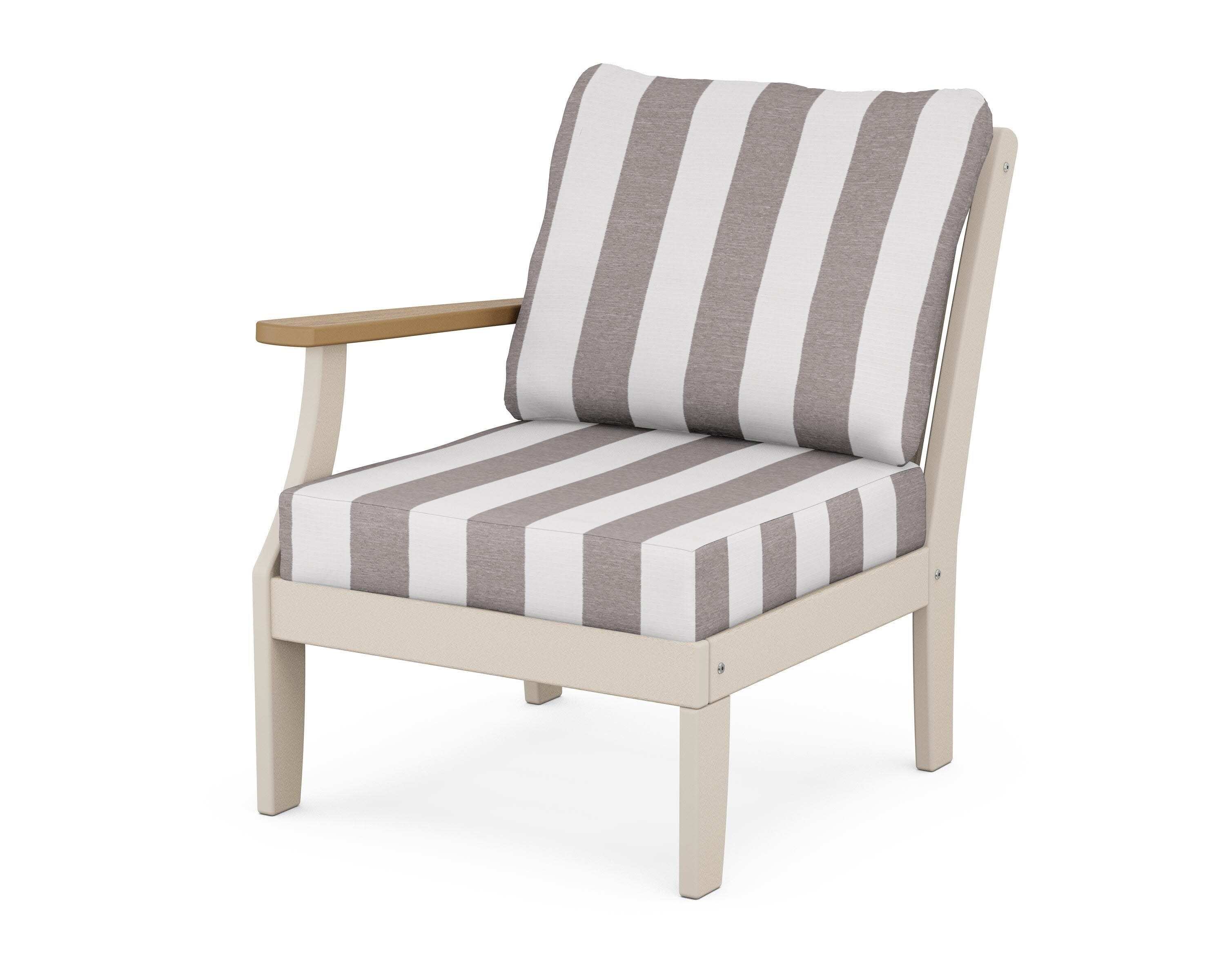 Braxton Modular Left Arm Chair in Sand / Natural / Cabana Stripe Grey Mist