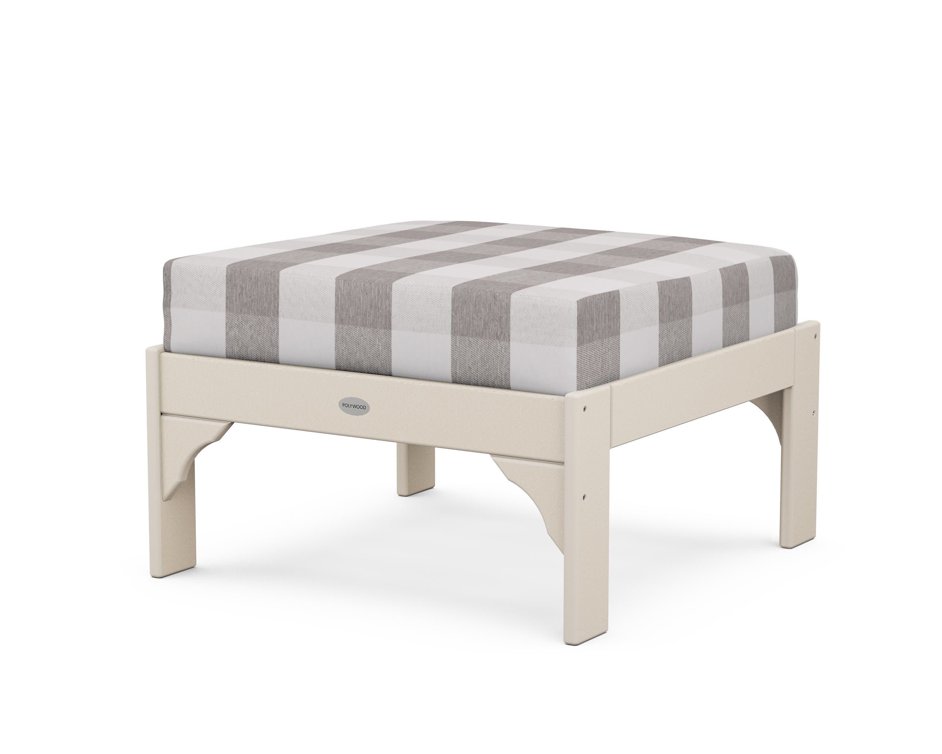 Vineyard Deep Seating Ottoman in Sand / Buffalo Plaid Grey Mist
