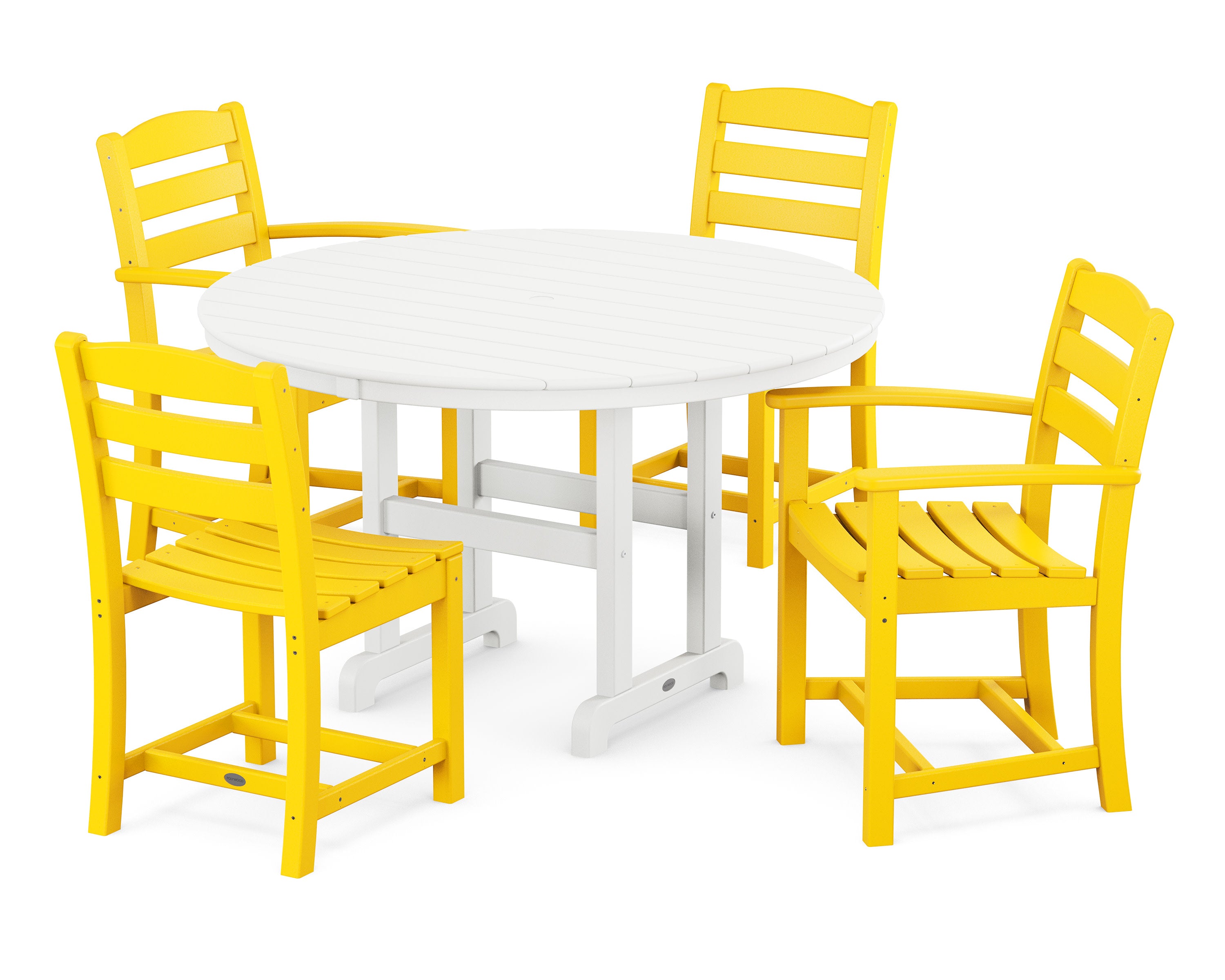 La Casa Caf 5-Piece Round Farmhouse Dining Set in Lemon / White