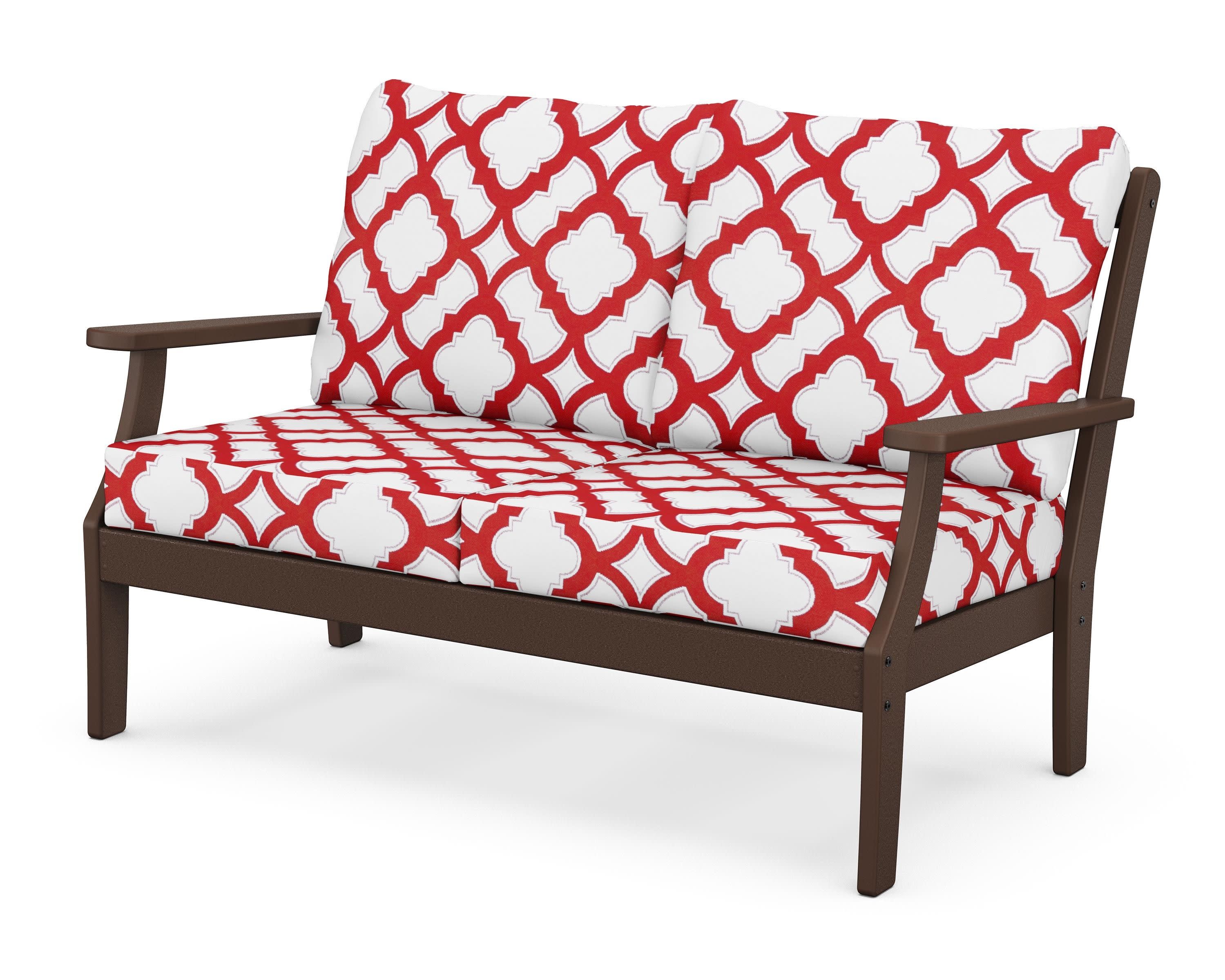Braxton Deep Seating Loveseat in Mahogany / Trellis Crimson
