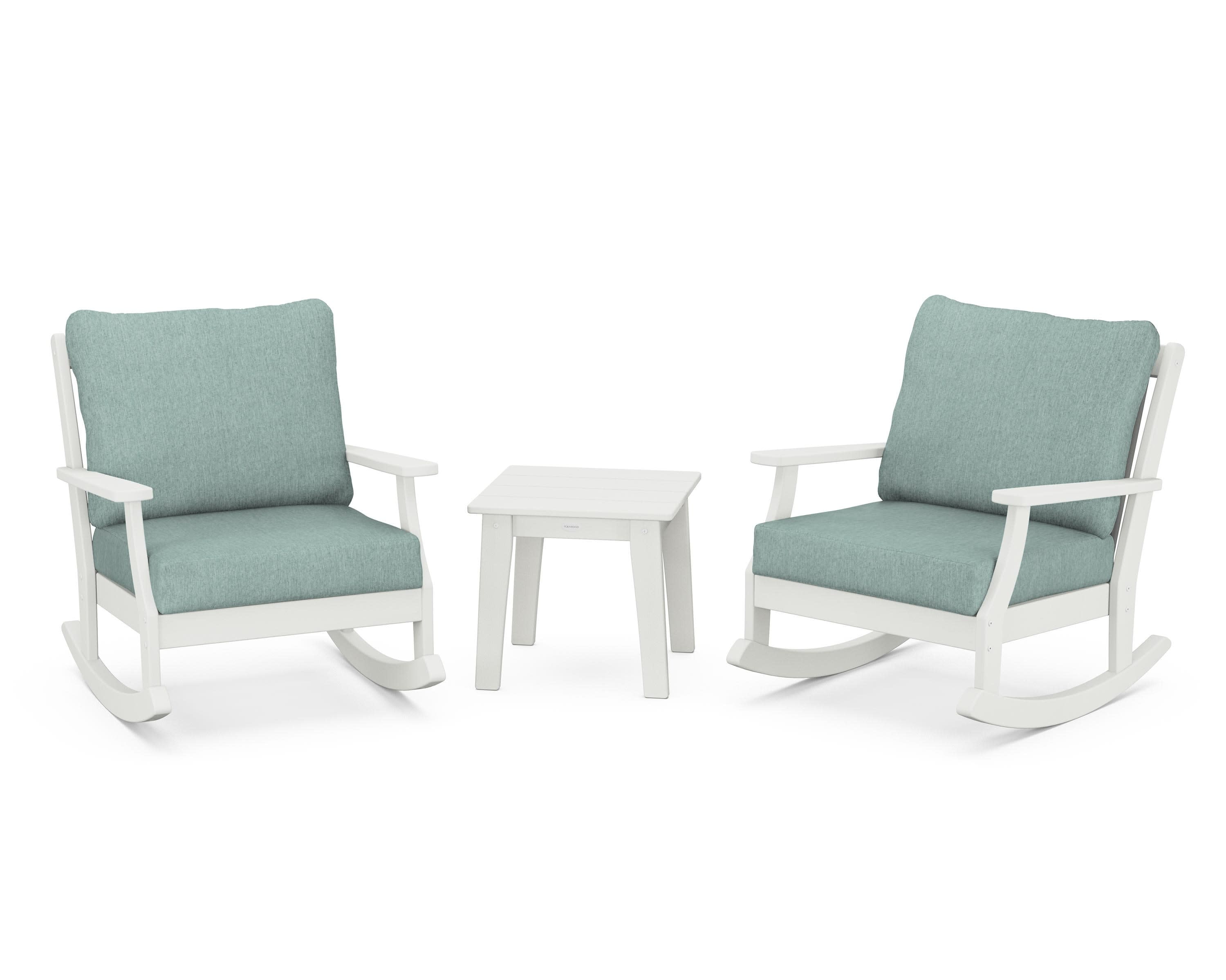 Braxton 3-Piece Deep Seating Rocker Set in Vintage White / Glacier Spa