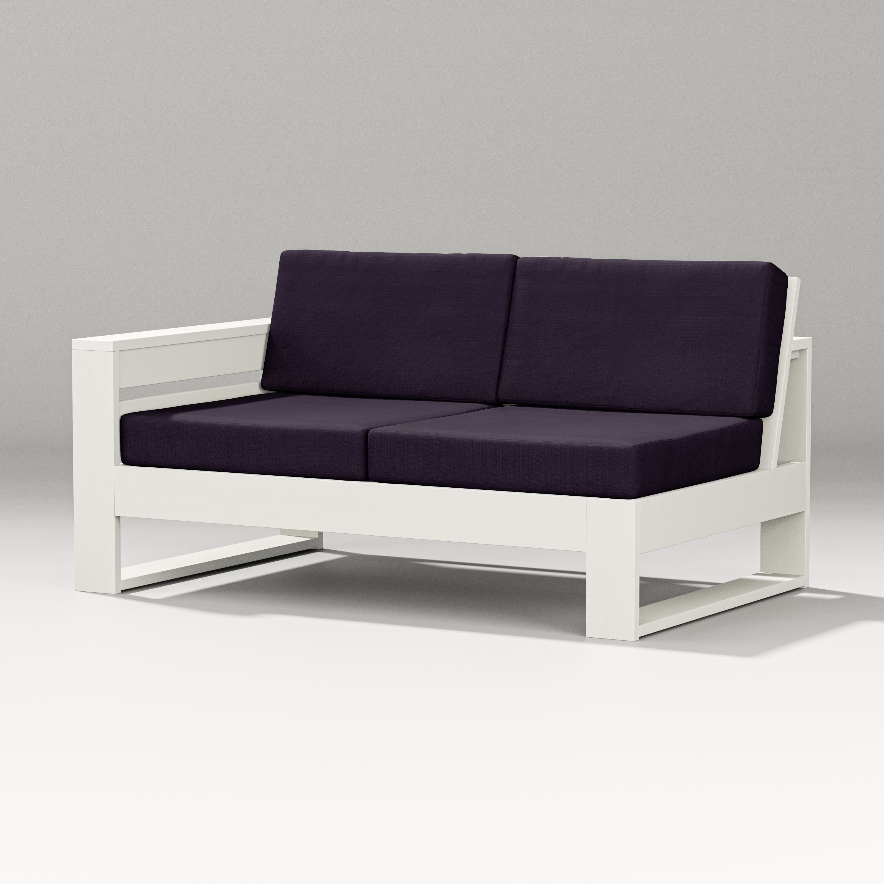 Latitude Modular Left Arm Loveseat in Vintage White / Navy Linen