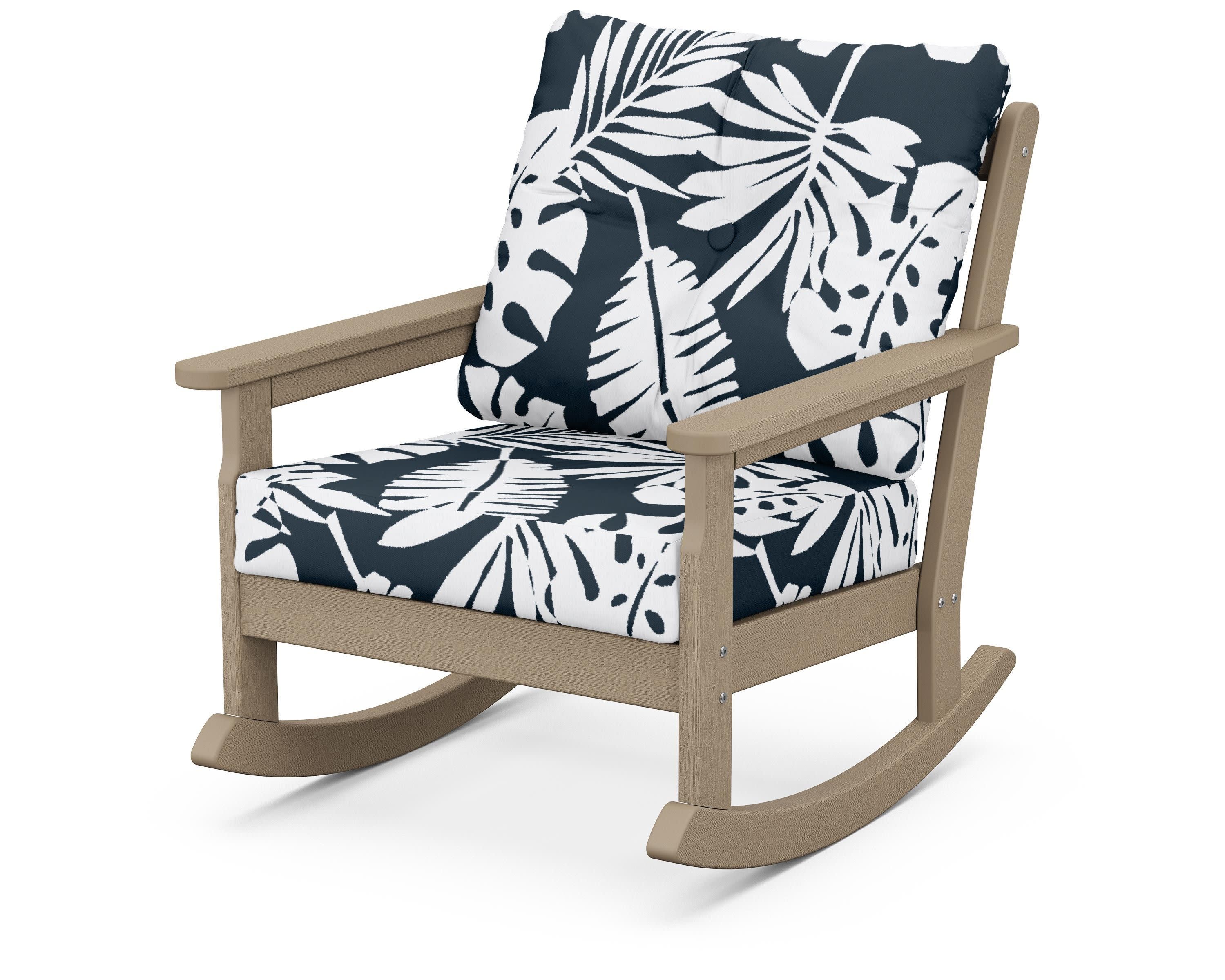 Vineyard Deep Seating Rocking Chair in Vintage Sahara / Leaf Marine Indigo