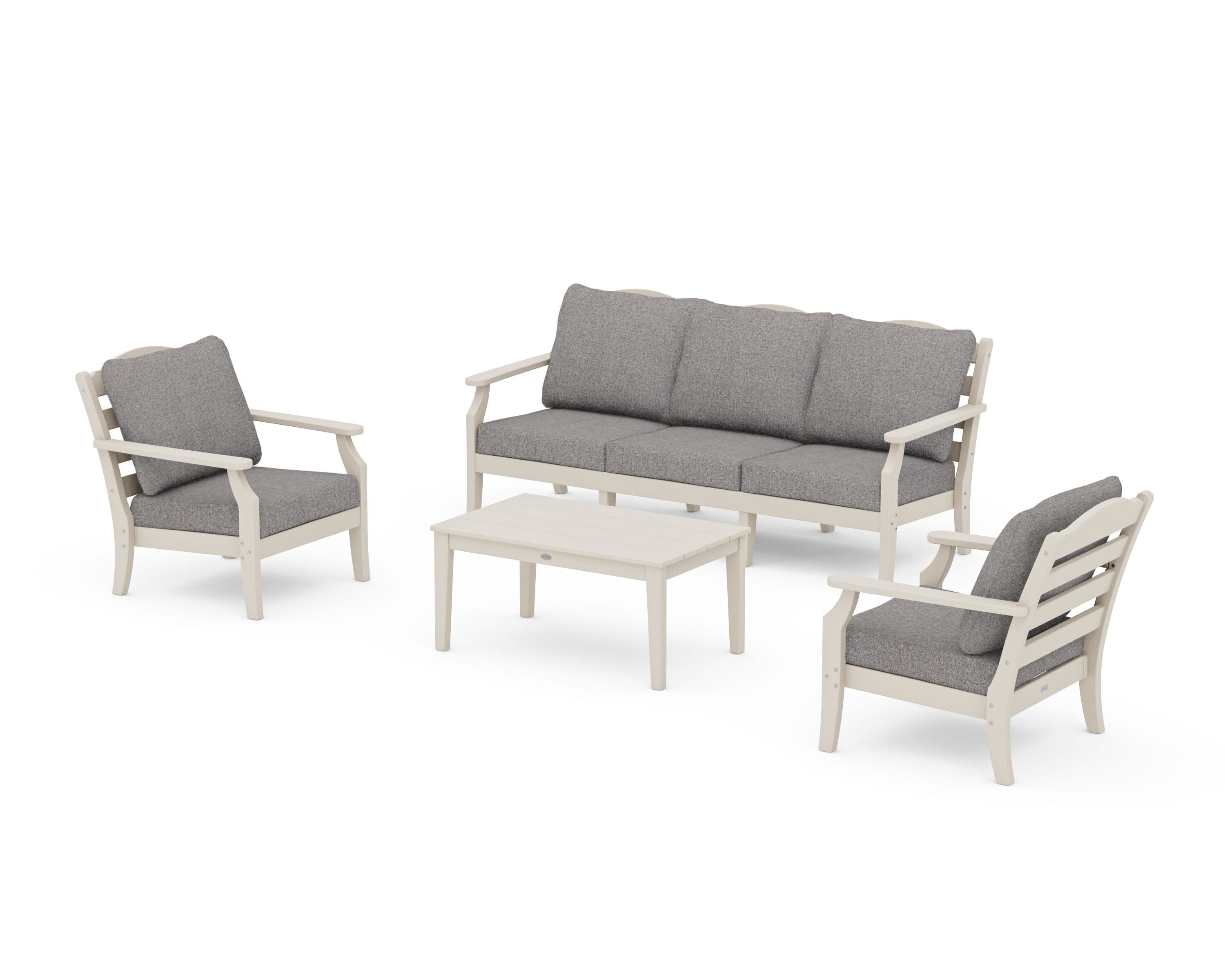 Savannah 4-Piece Deep Seating Set with Sofa in Sand / Grey Mist