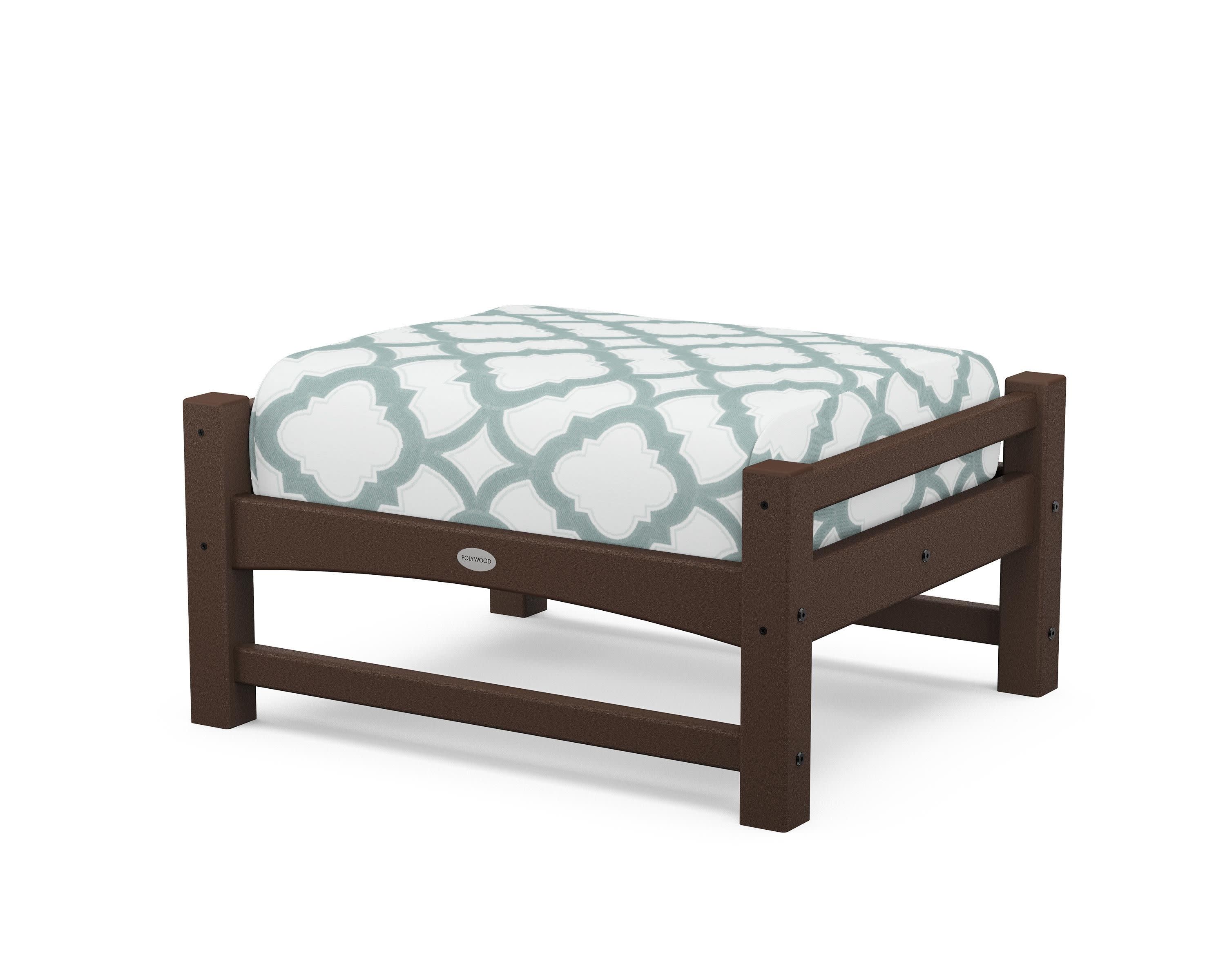 Club Ottoman in Mahogany / Trellis Glacier Spa