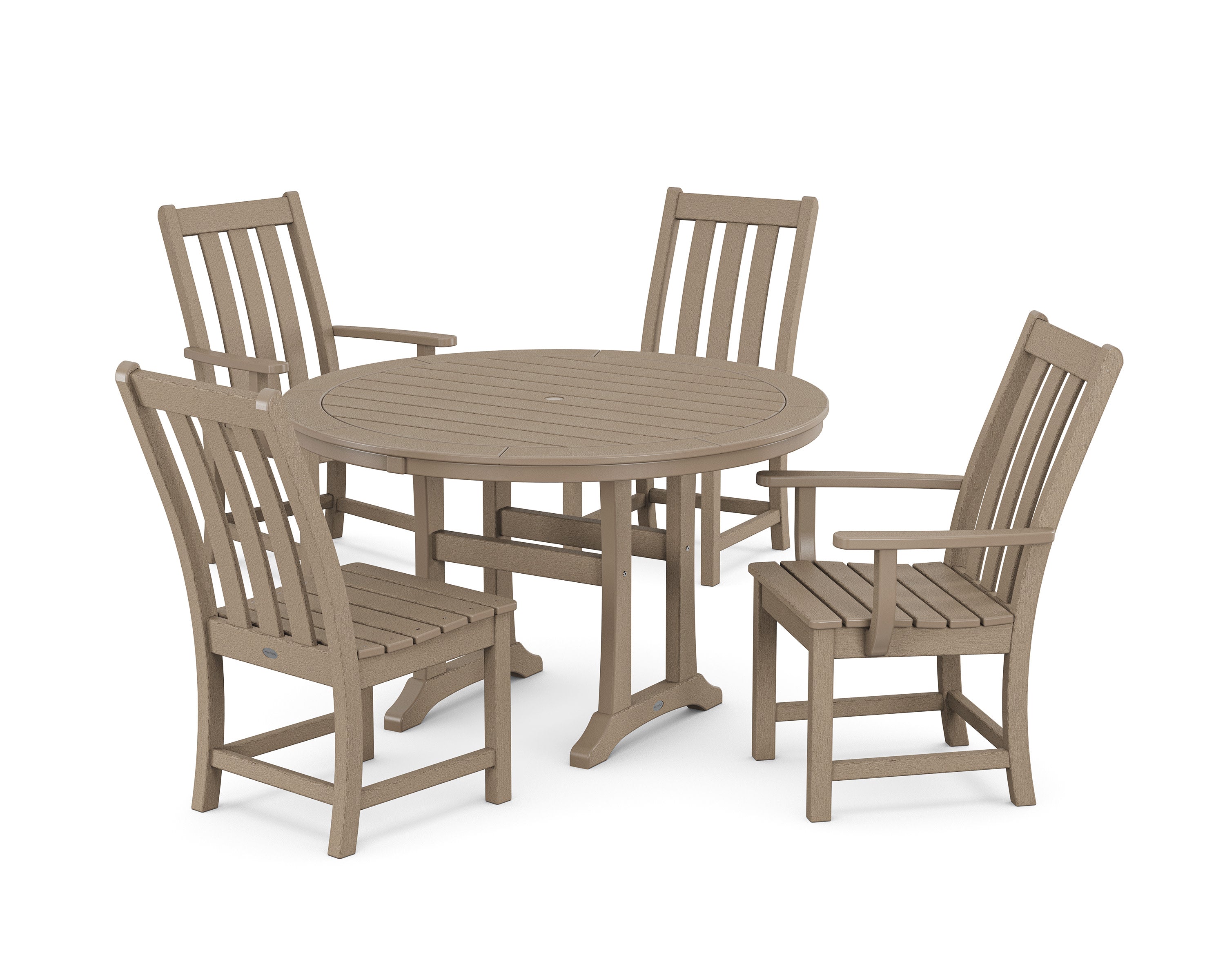 Vineyard 5-Piece Nautical Trestle Dining Set in Vintage Sahara