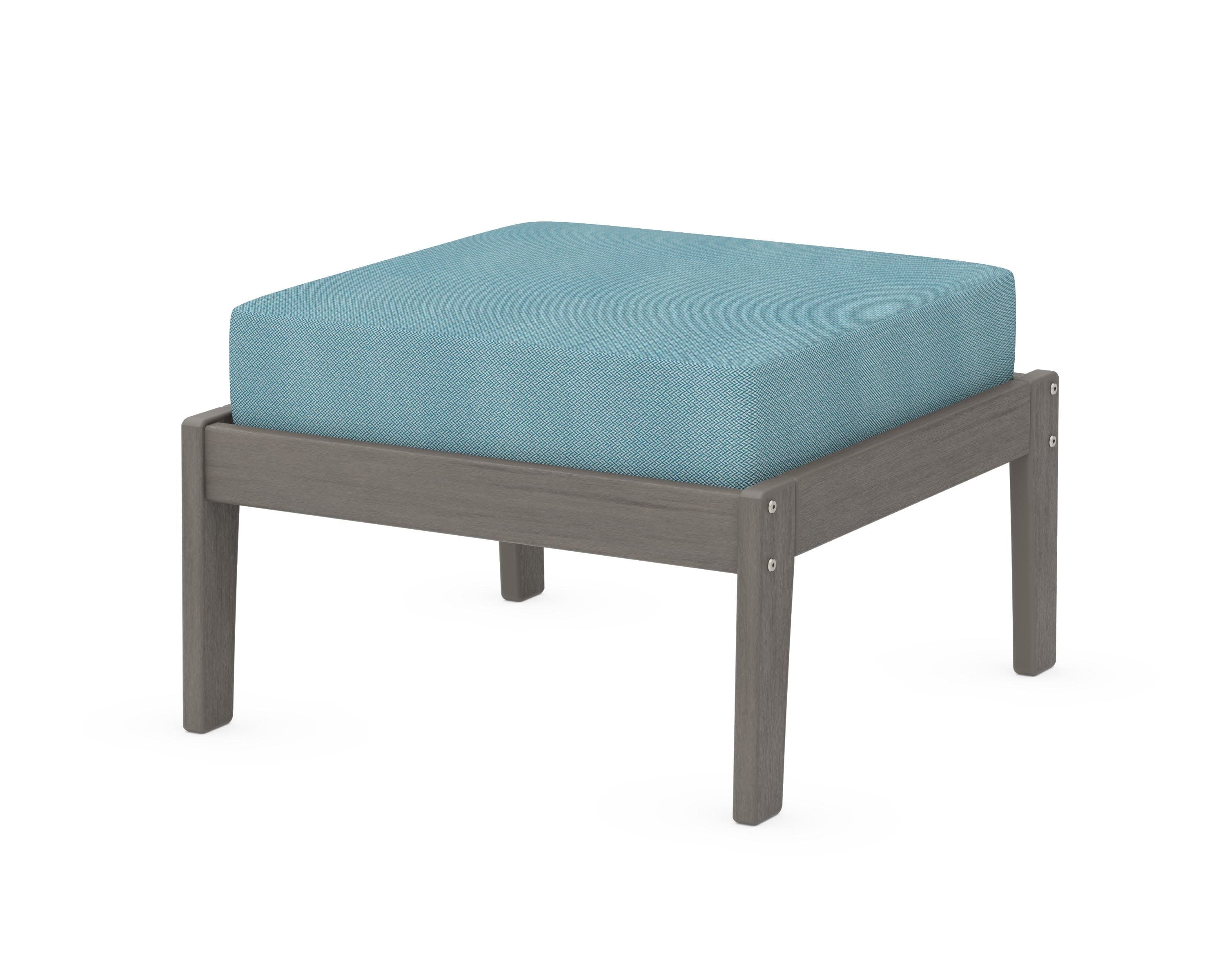 Deep Seating Ottoman in Driftwood / Lattice Sky Blue