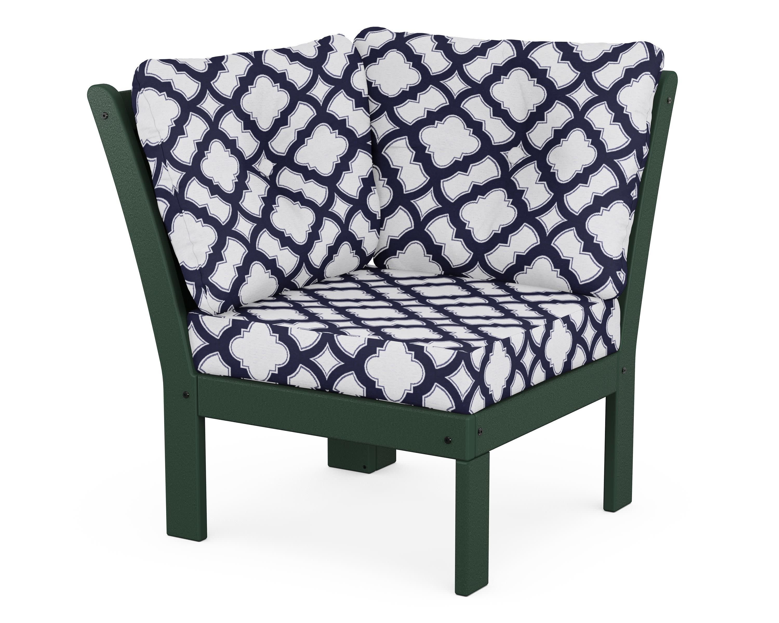 Vineyard Modular Corner Chair in Green / Trellis Navy