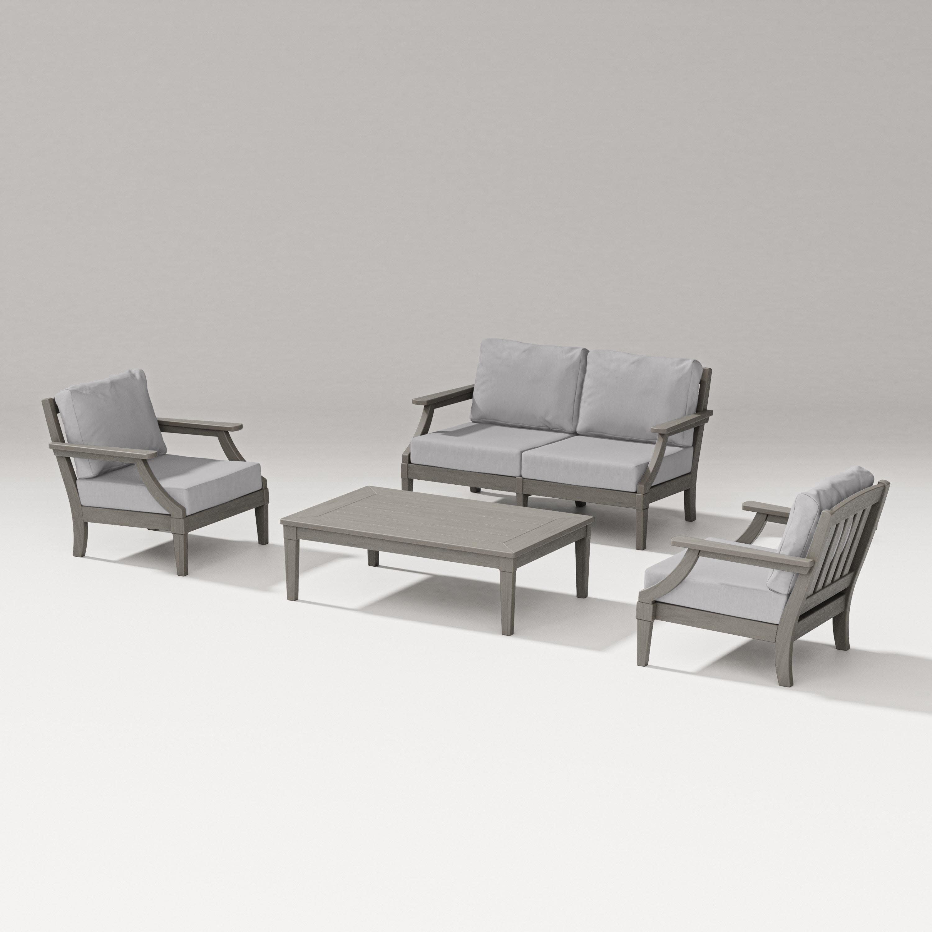 Estate Lounge 4-Piece Loveseat Set in Driftwood / Granite