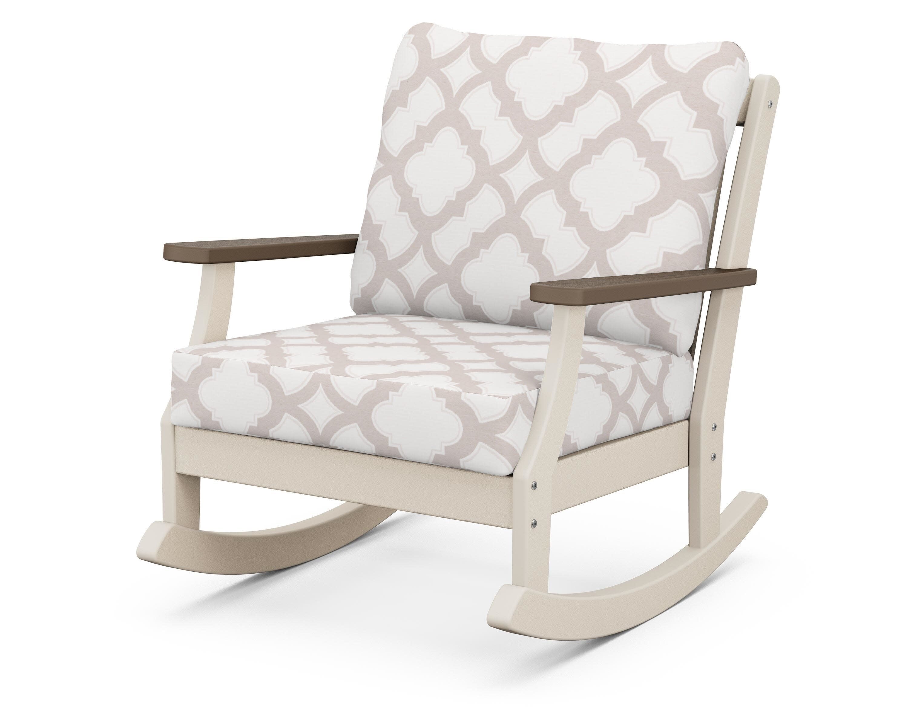 Braxton Deep Seating Rocking Chair in Sand / Kona / Trellis Dune Burlap